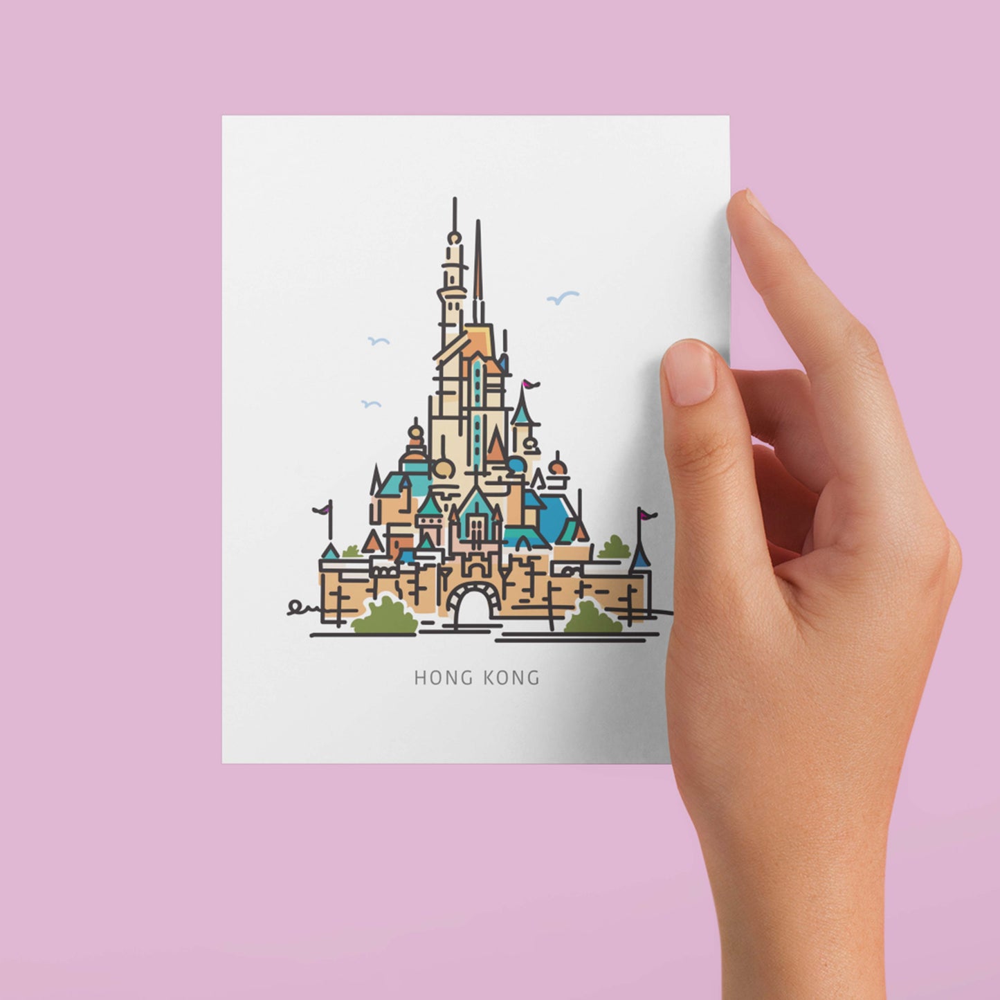Princess Castle HONG KONG Postcard | 5x7 | Theme Park Series - A. B. Newton and Company