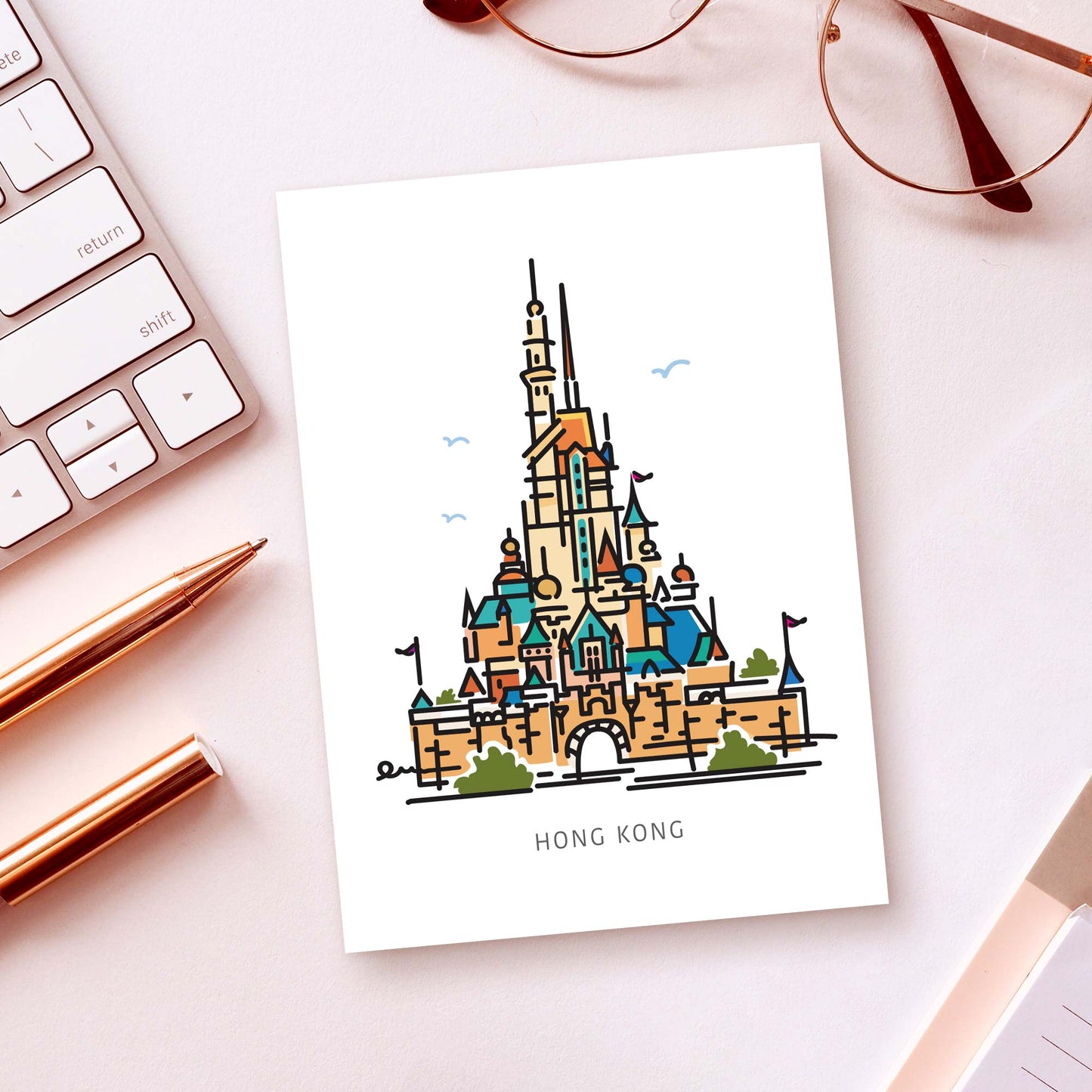 Princess Castle HONG KONG Postcard | 5x7 | Theme Park Series - A. B. Newton and Company