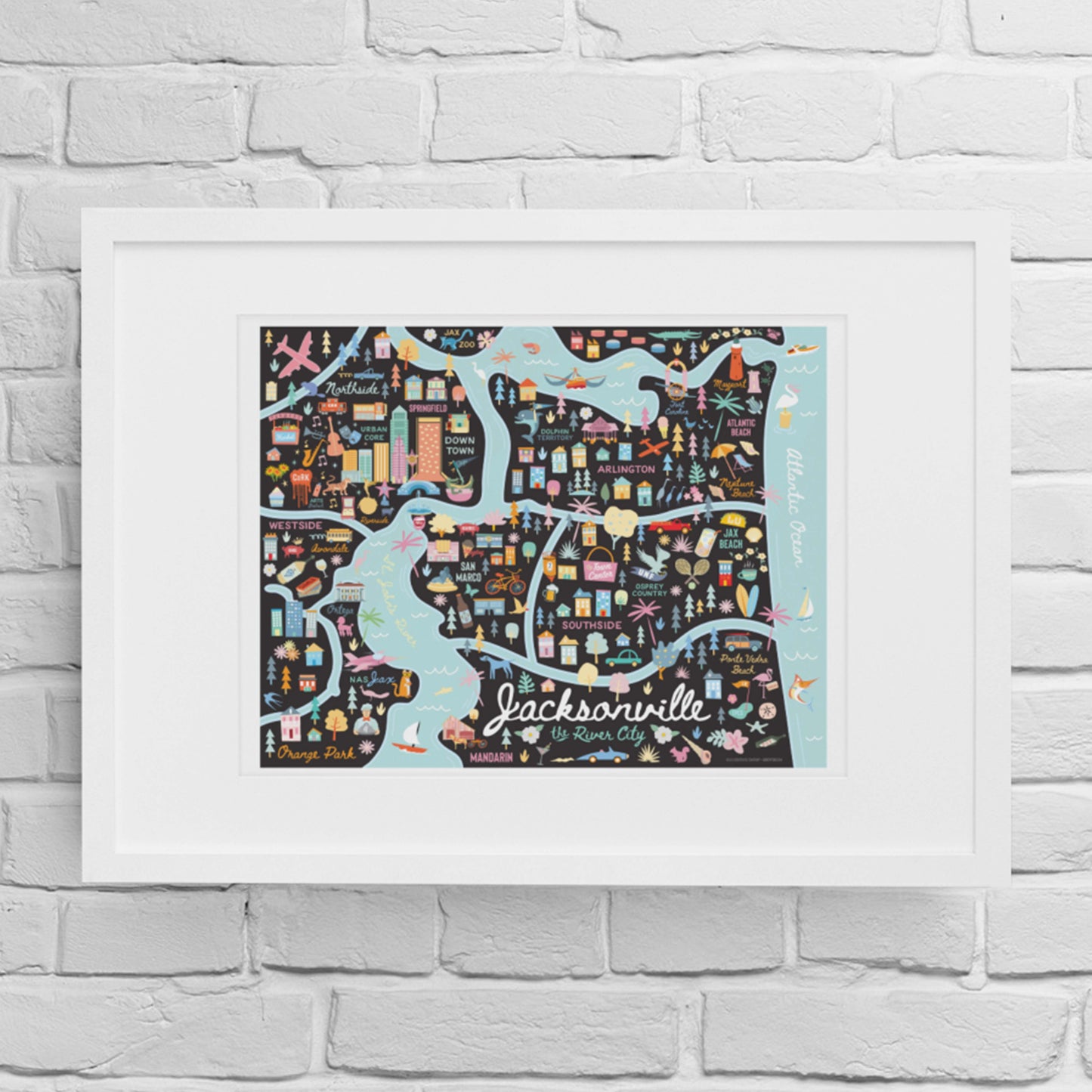 City of Jacksonville Florida | Area Map Art Print - A. B. Newton and Company