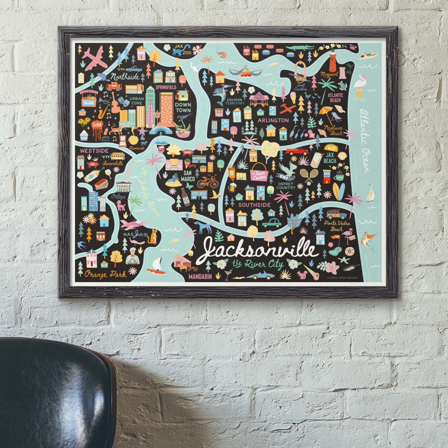 City of Jacksonville Florida | Area Map Art Print - A. B. Newton and Company