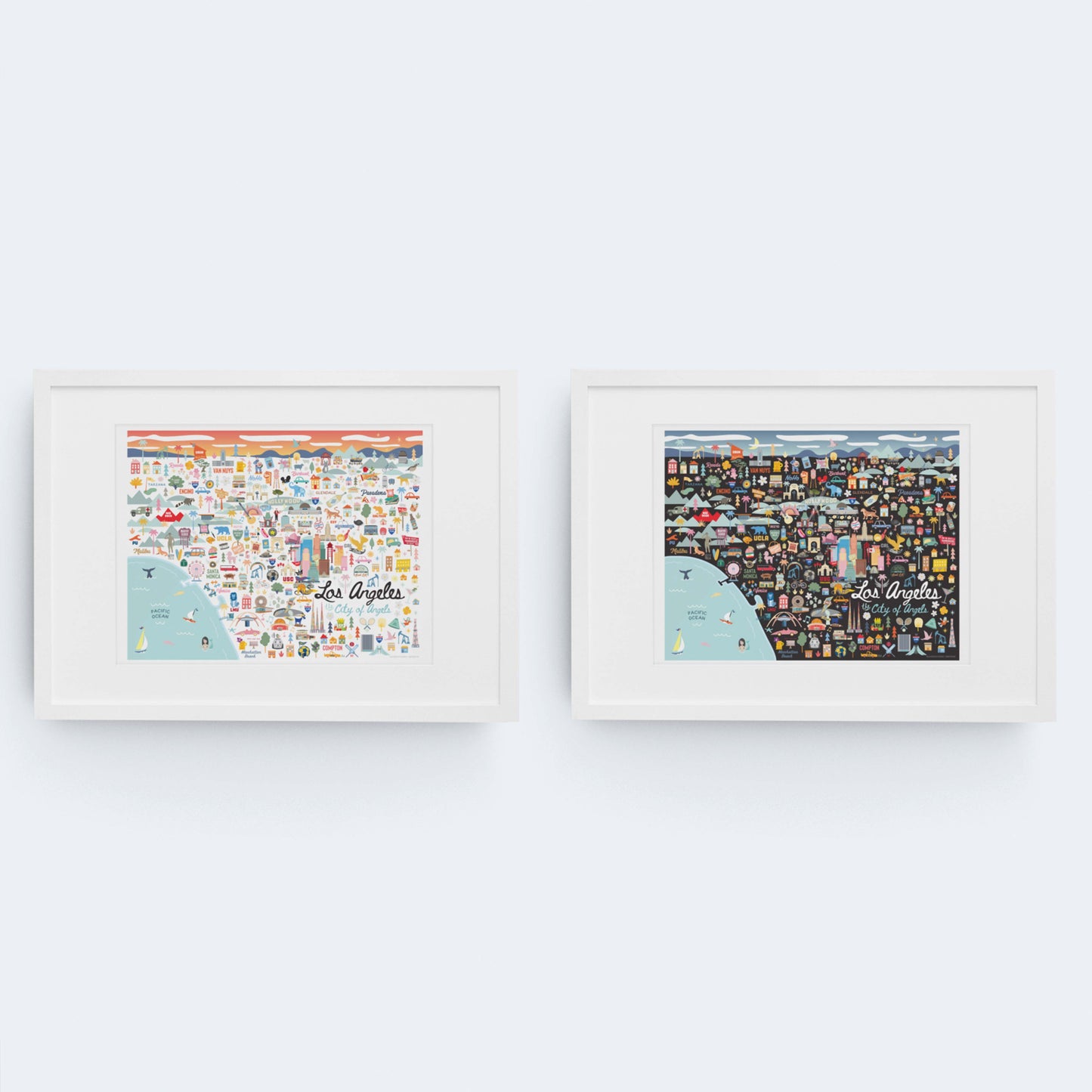 LOS ANGELES, CA | Horizontal | City Series Map Art Print - A. B. Newton and Company