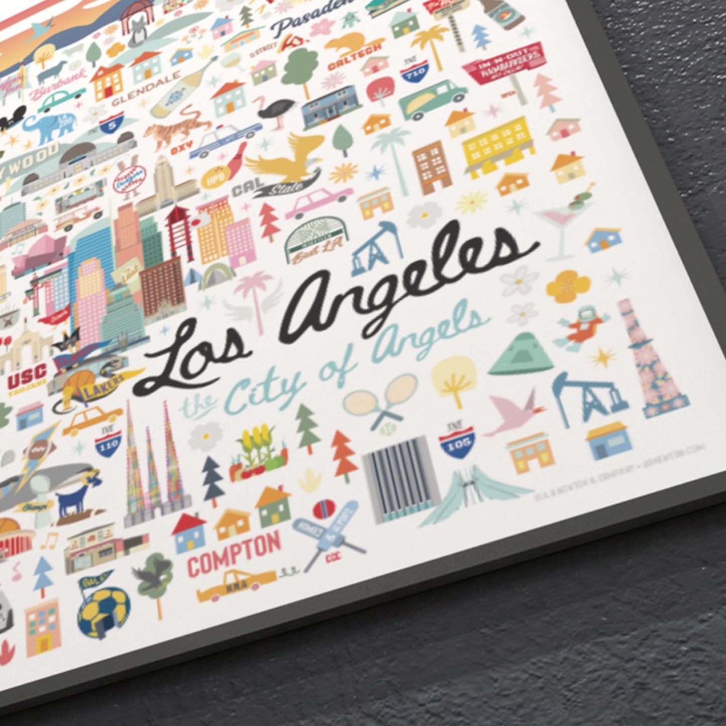 LOS ANGELES, CA | Horizontal | City Series Map Art Print - A. B. Newton and Company