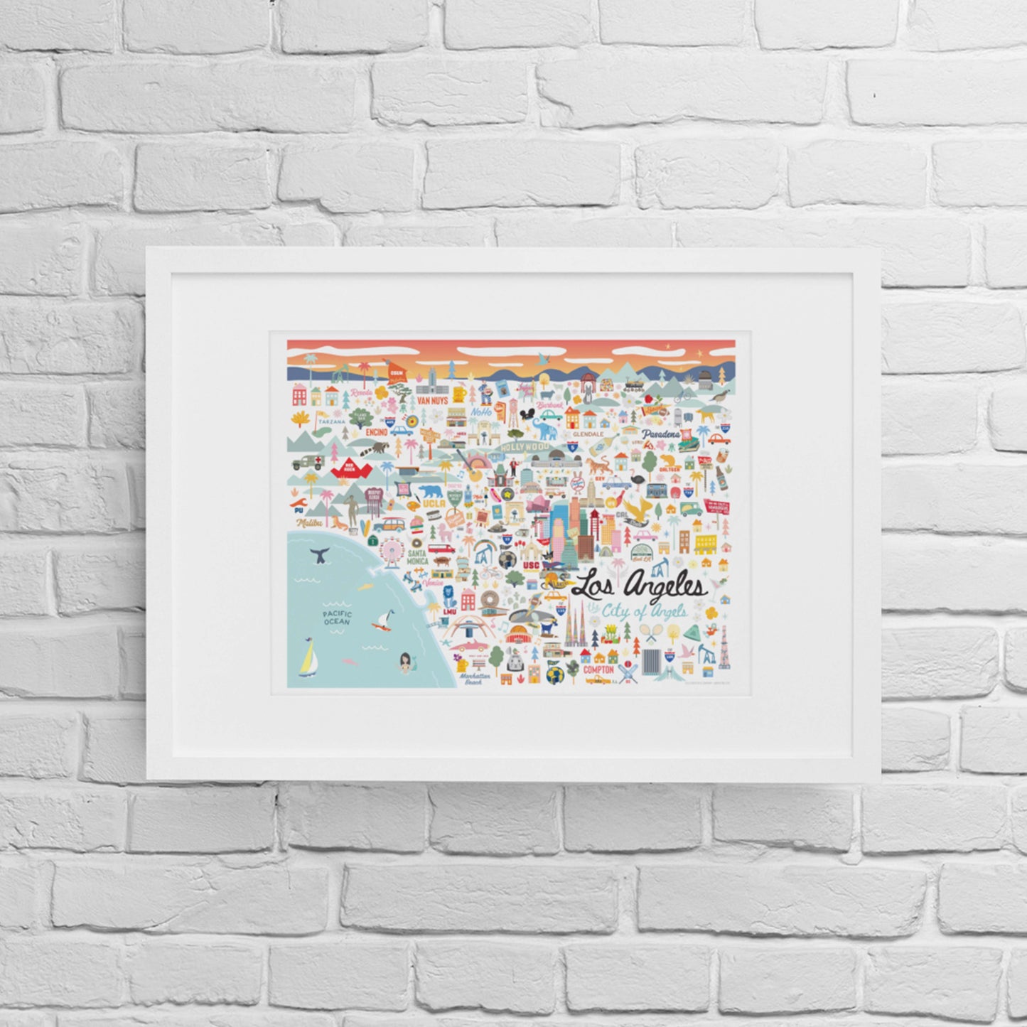 LOS ANGELES, CA | Horizontal | City Series Map Art Print