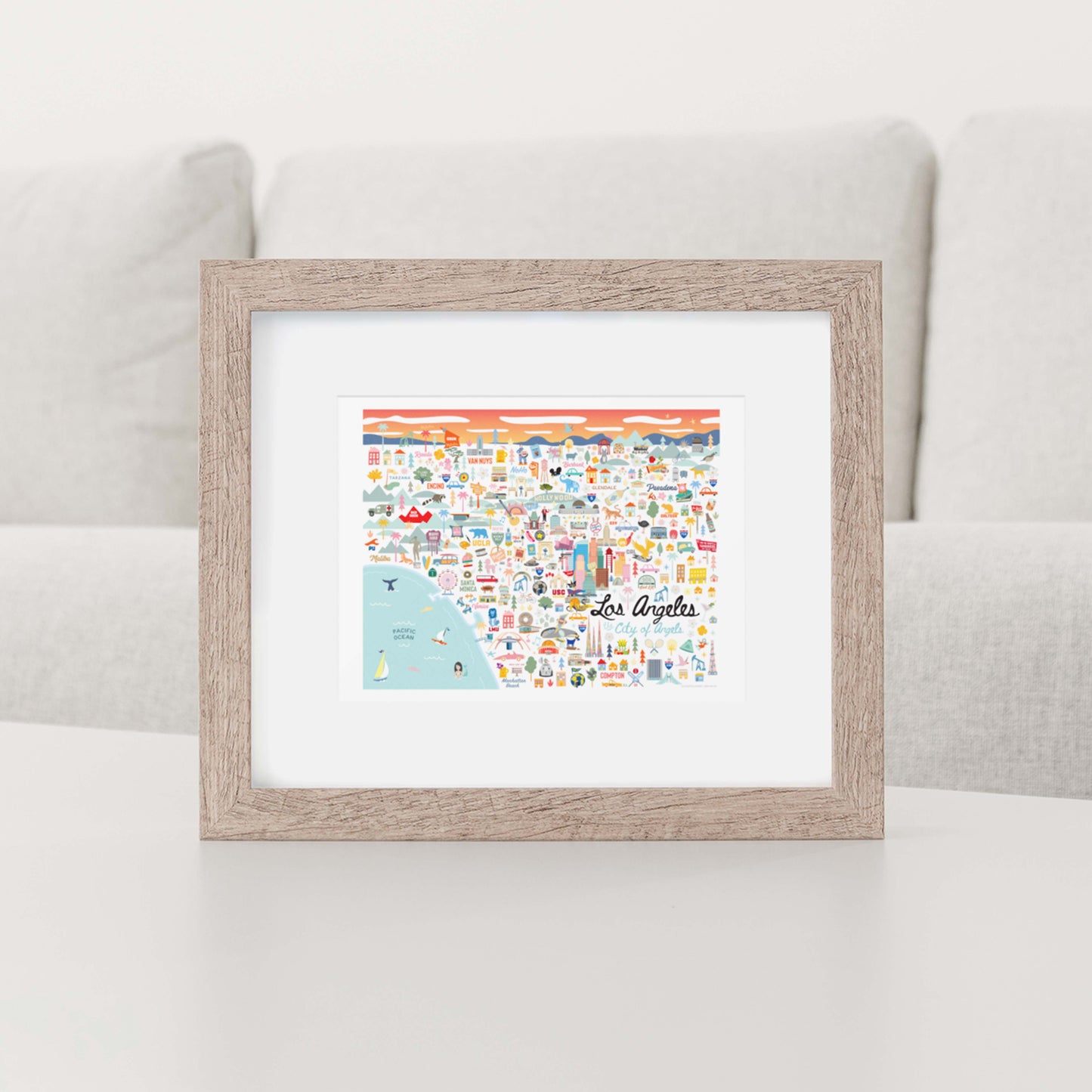 LOS ANGELES, CA | Horizontal | City Series Map Art Print - A. B. Newton and Company