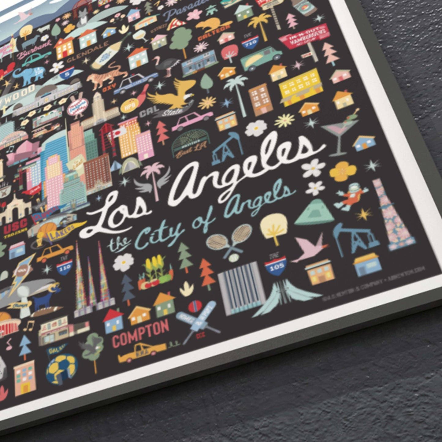 LOS ANGELES, CA | Horizontal | City Series Map Art Print - A. B. Newton and Company