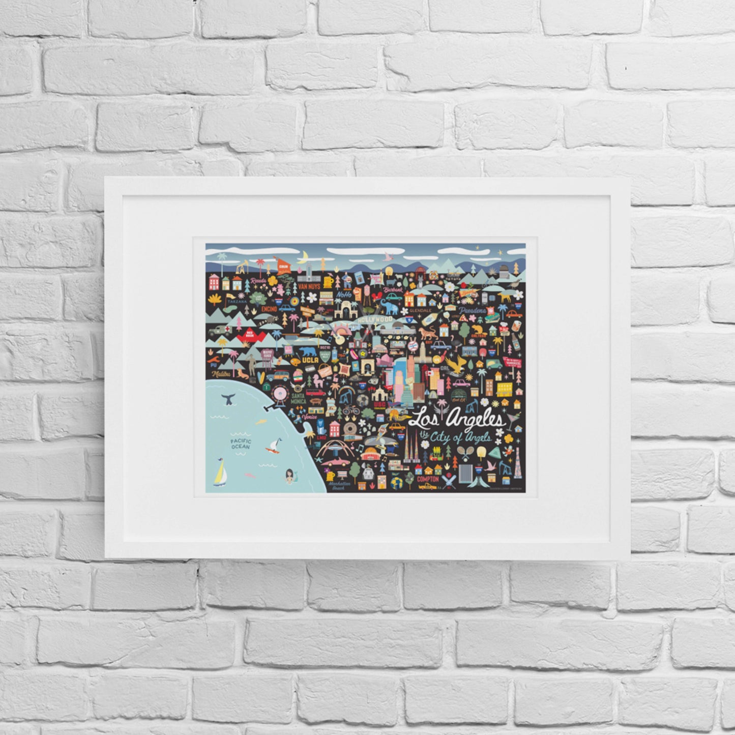 LOS ANGELES, CA | Horizontal | City Series Map Art Print - A. B. Newton and Company