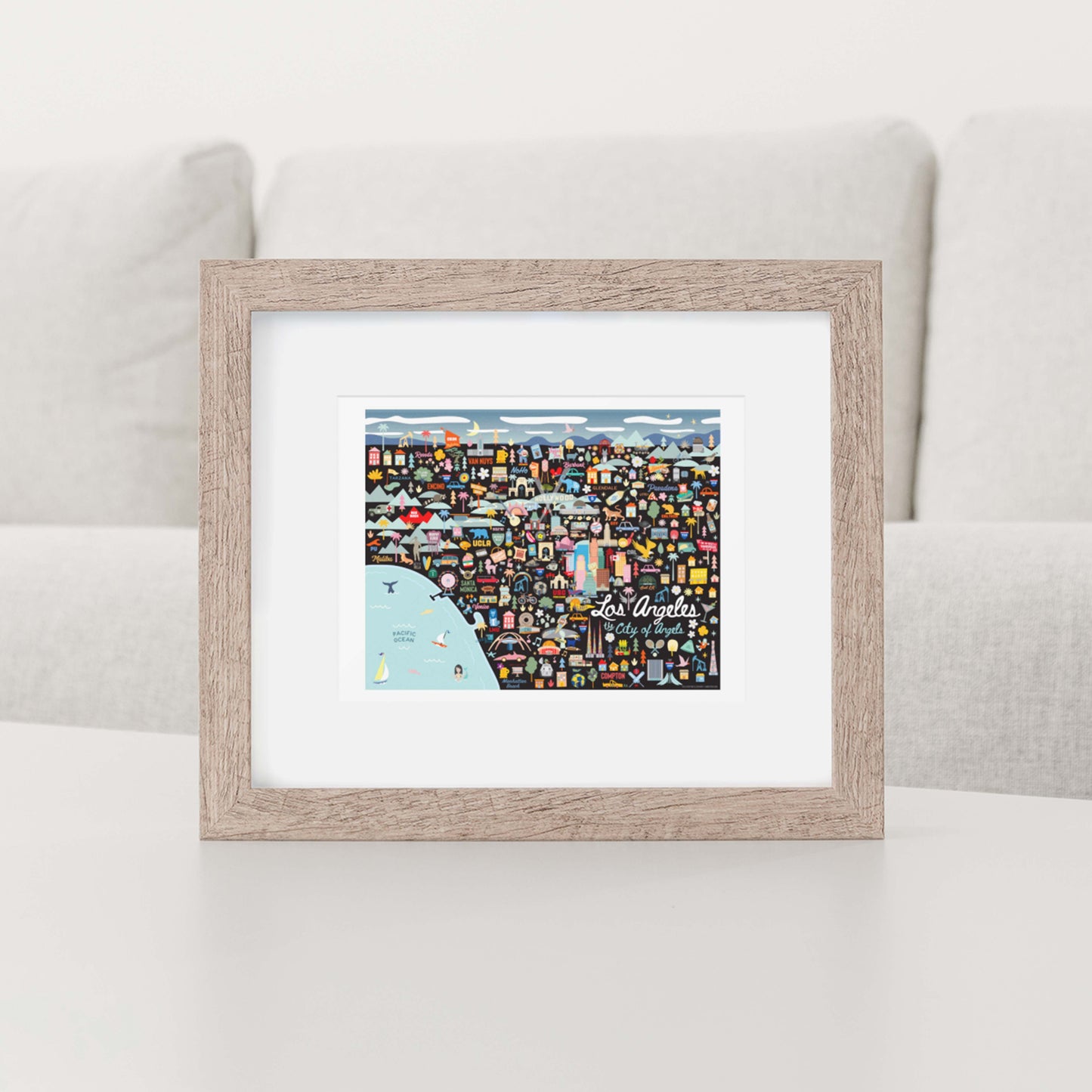 LOS ANGELES, CA | Horizontal | City Series Map Art Print - A. B. Newton and Company