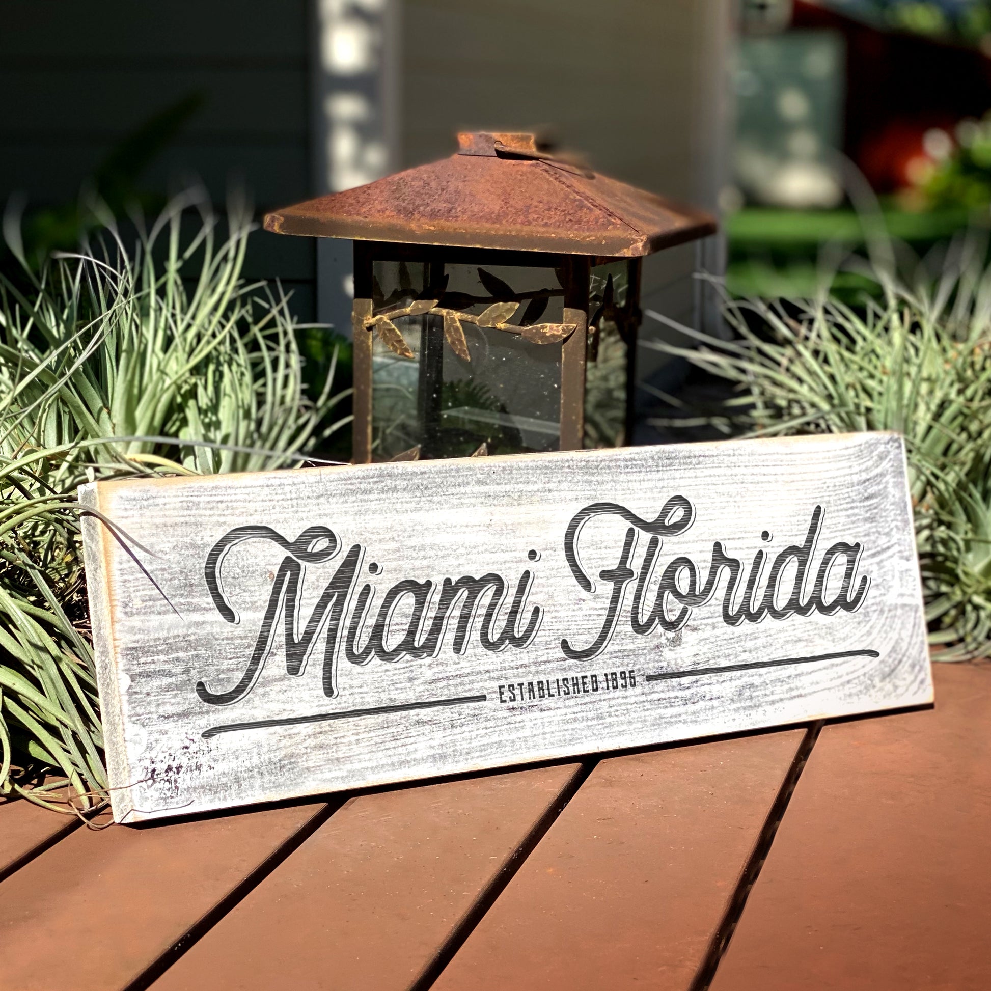 Miami FL - Handcrafted Artisan Wood Sign - A. B. Newton and Company