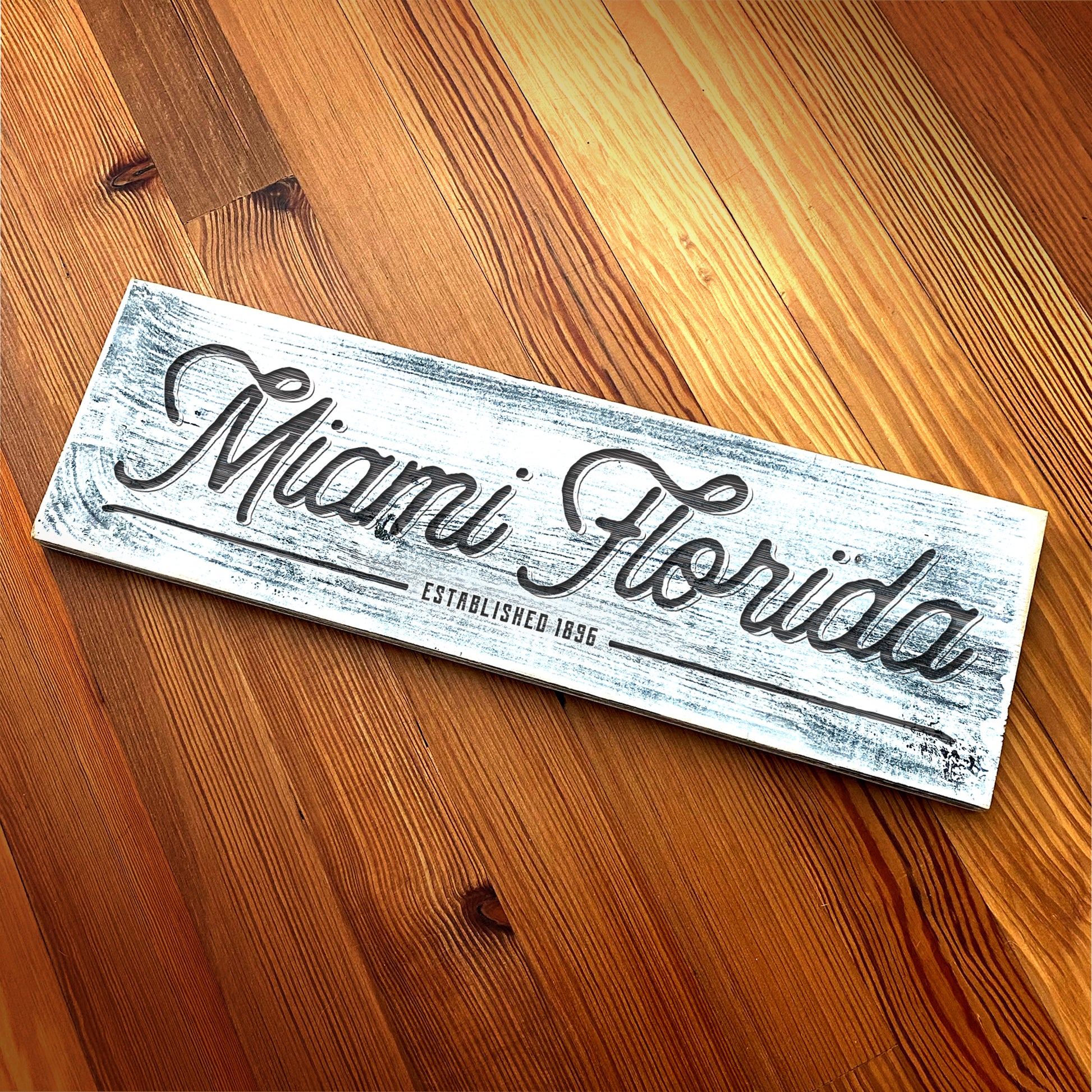 Miami FL - Handcrafted Artisan Wood Sign - A. B. Newton and Company