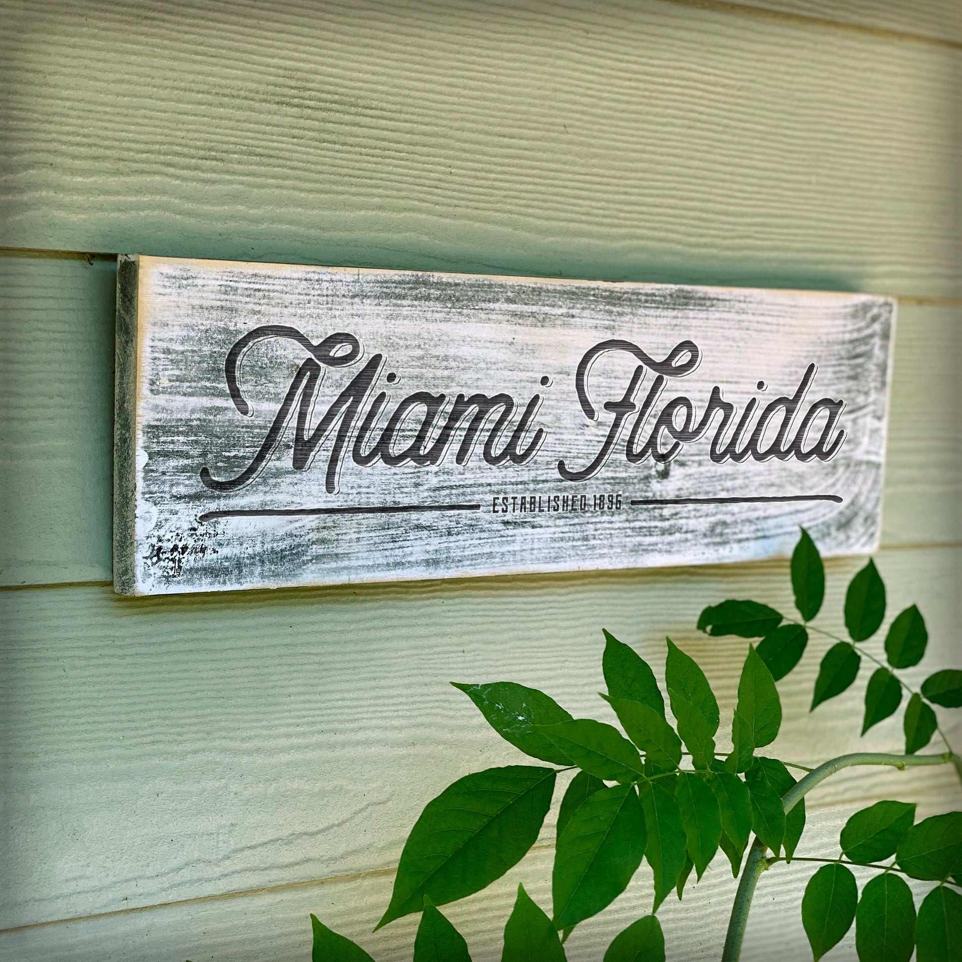 Miami FL - Handcrafted Artisan Wood Sign - A. B. Newton and Company