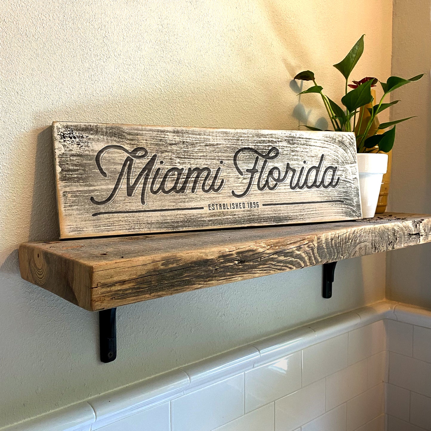 Miami FL - Handcrafted Artisan Wood Sign
