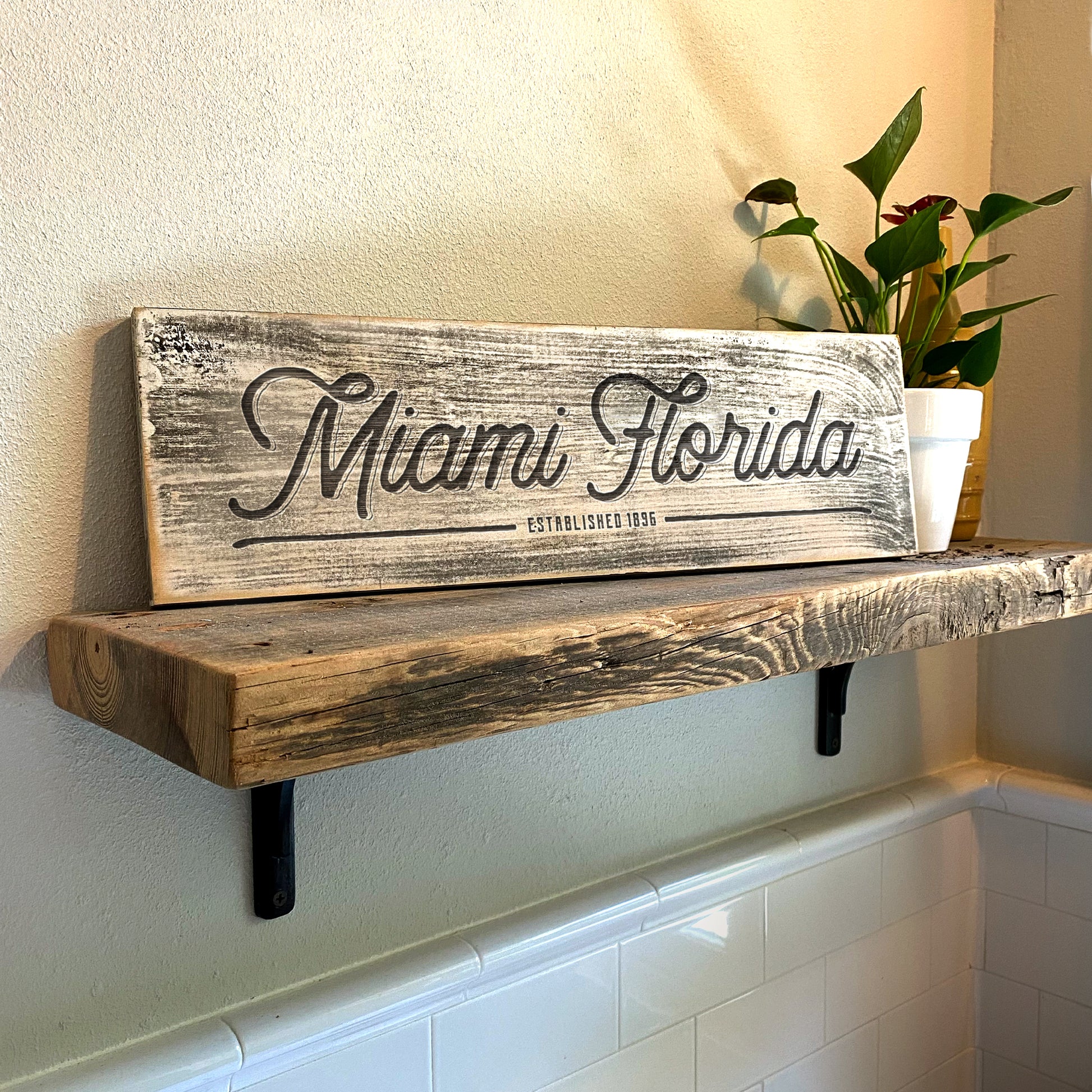 Miami FL - Handcrafted Artisan Wood Sign - A. B. Newton and Company