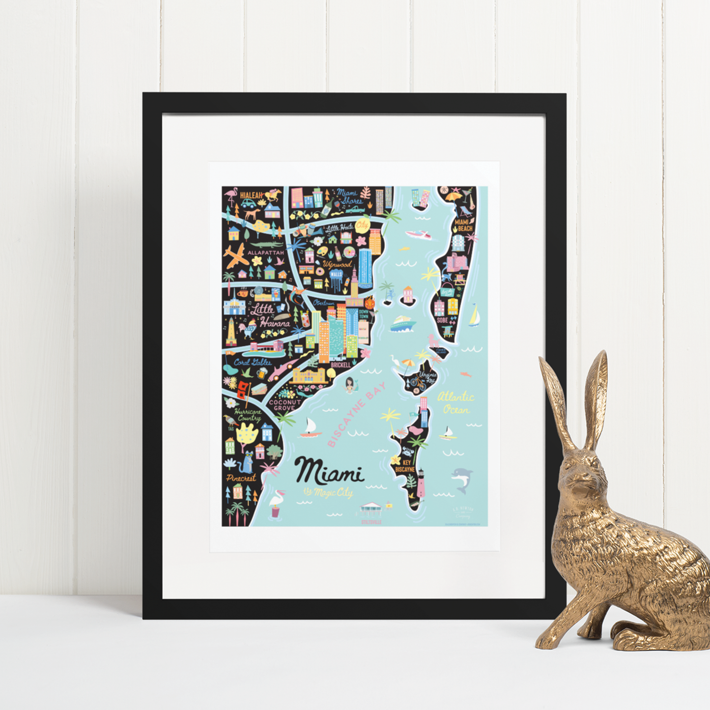 City of Miami Florida | Area Map Art Print - A. B. Newton and Company