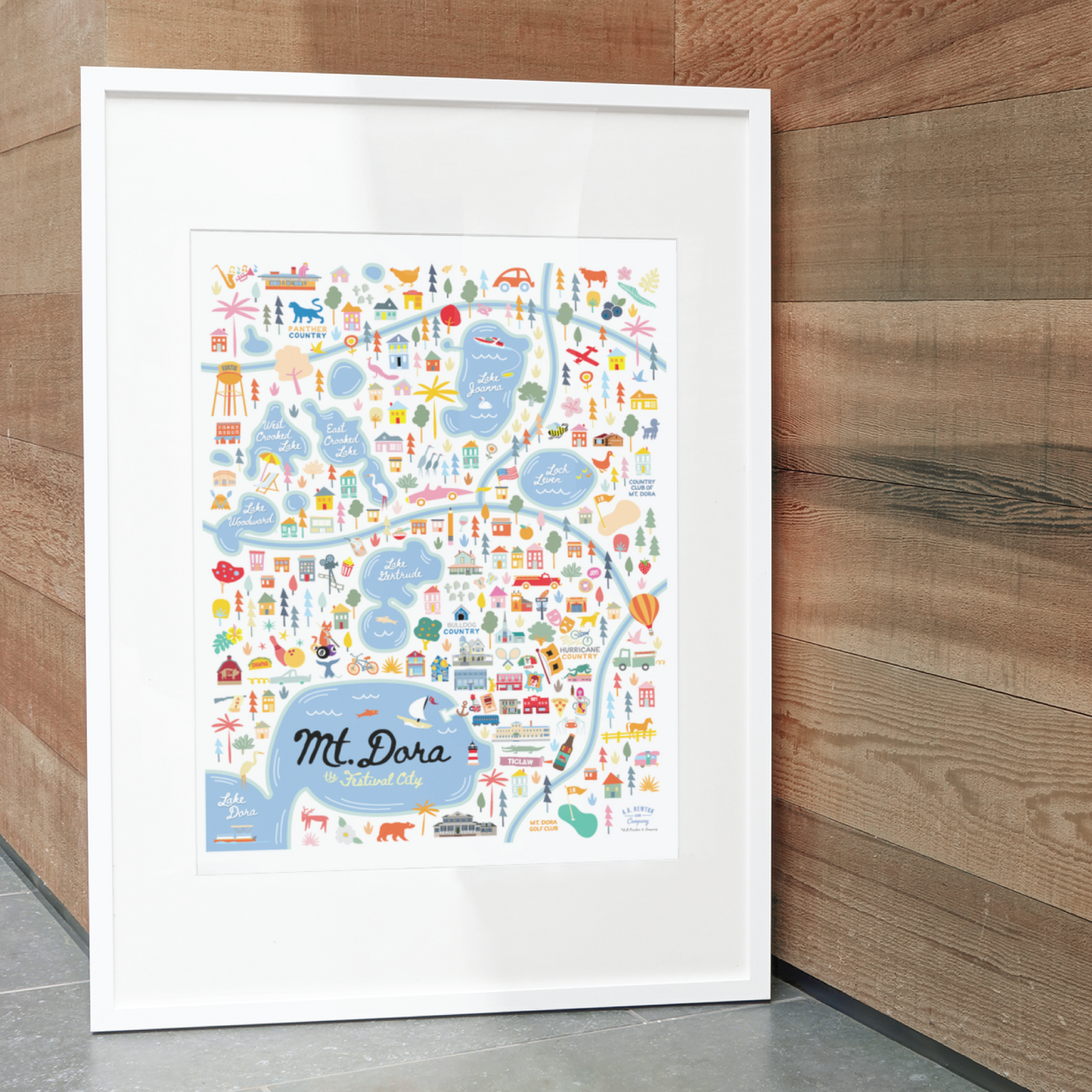 City of Mount Dora Florida | Area Map Art Print - A. B. Newton and Company