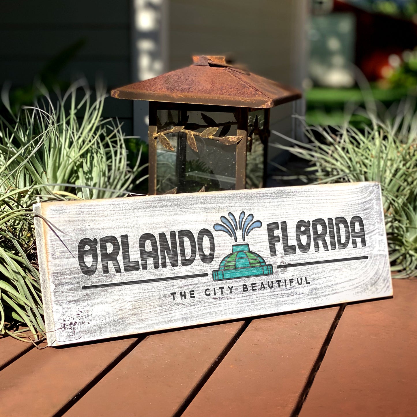 Orlando FL The City Beautiful - Handcrafted Artisan Wood Sign