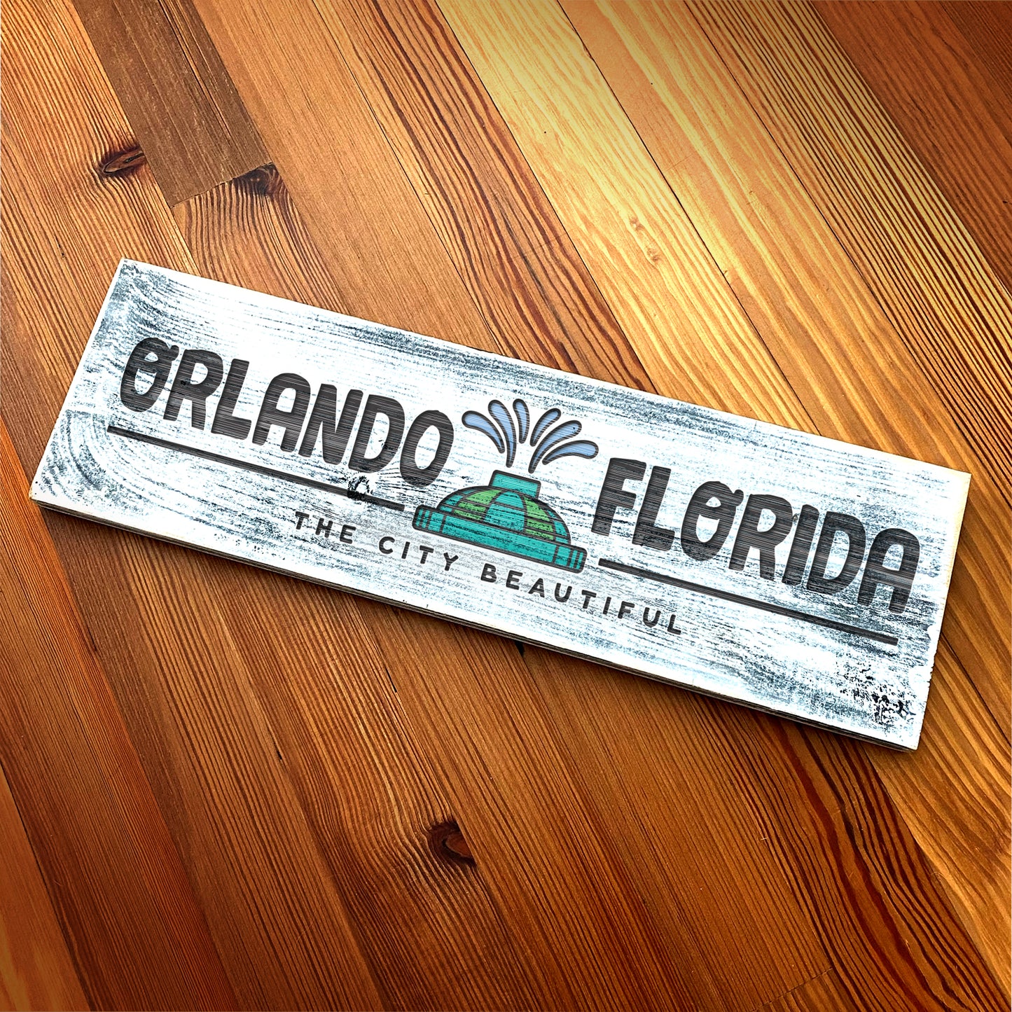 Orlando FL The City Beautiful - Handcrafted Artisan Wood Sign