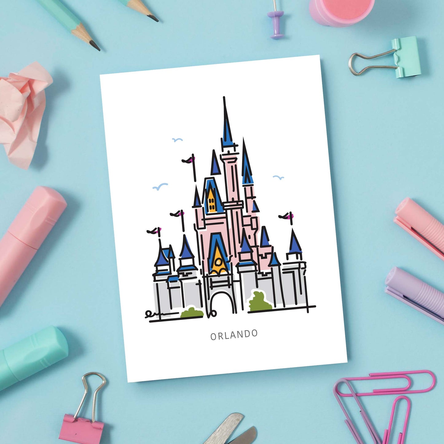 Princess Castle ORLANDO Postcard | 5x7 | Theme Park Series