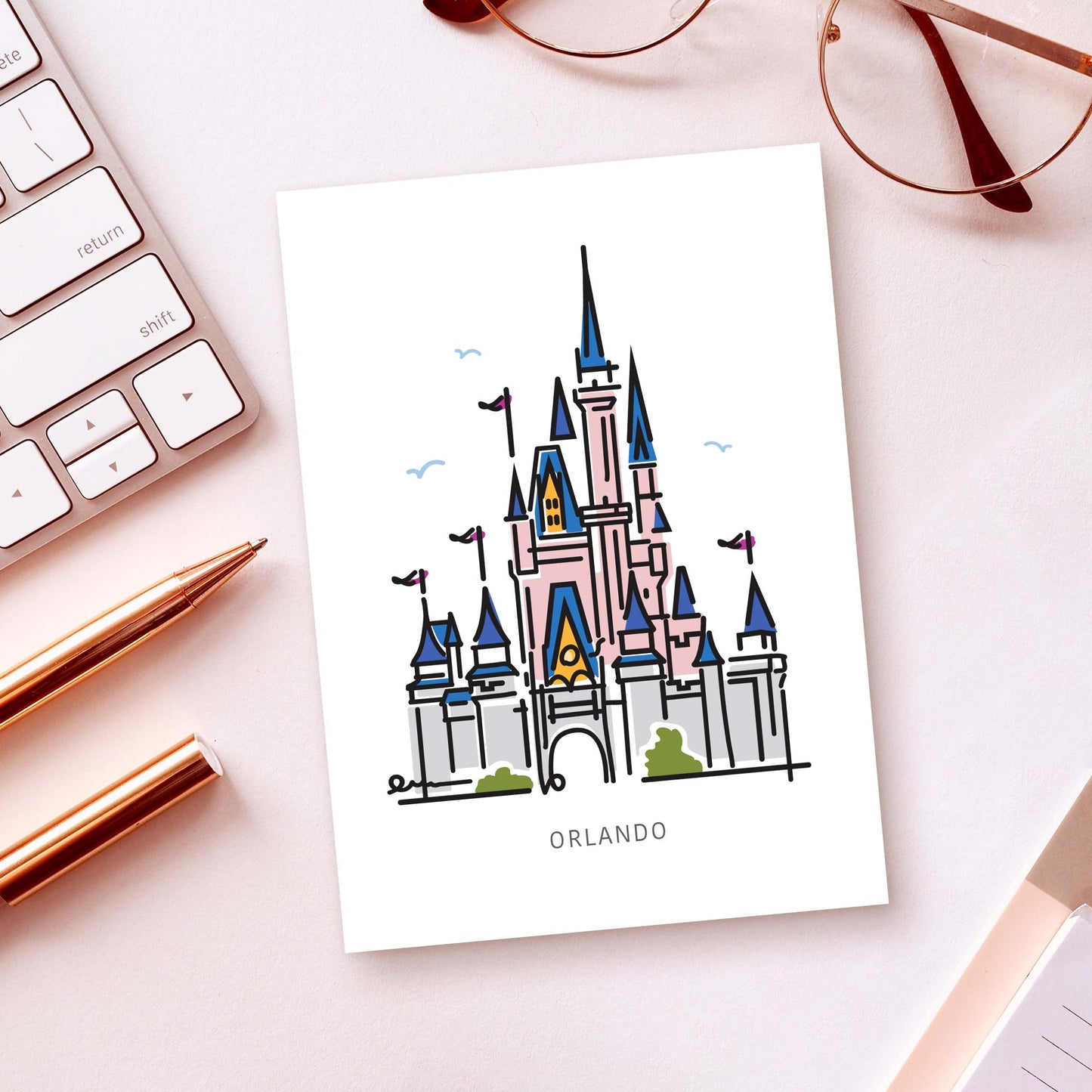 Princess Castle ORLANDO Postcard | 5x7 | Theme Park Series - A. B. Newton and Company