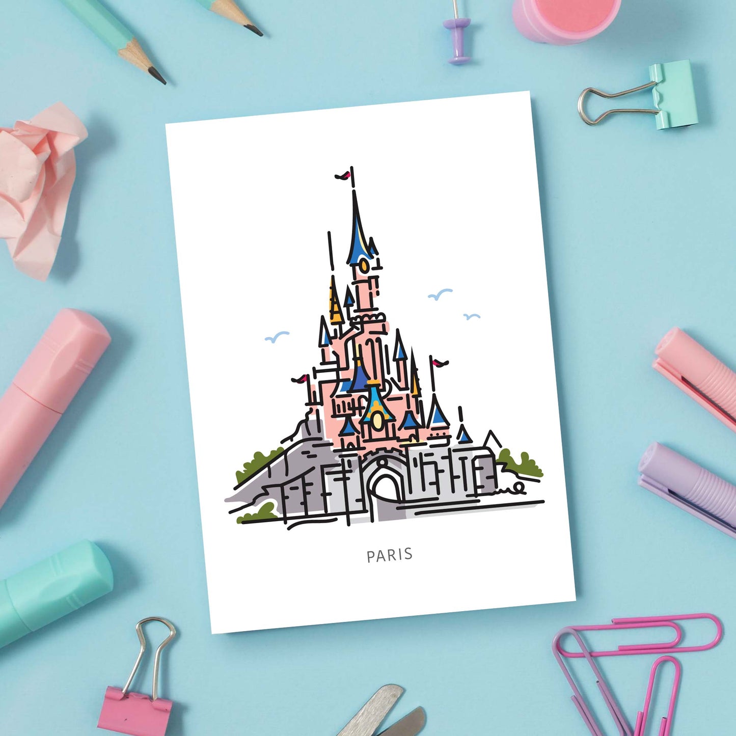 Princess Castle PARIS Postcard | 5x7 | Theme Park Series - A. B. Newton and Company