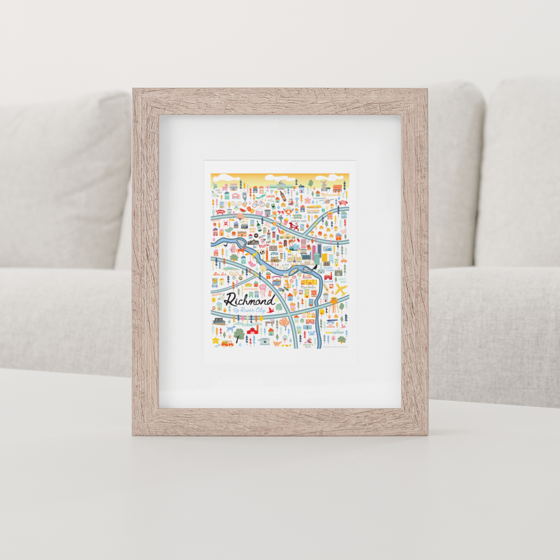 City of Richmond Virginia | Area Map Art Print - A. B. Newton and Company