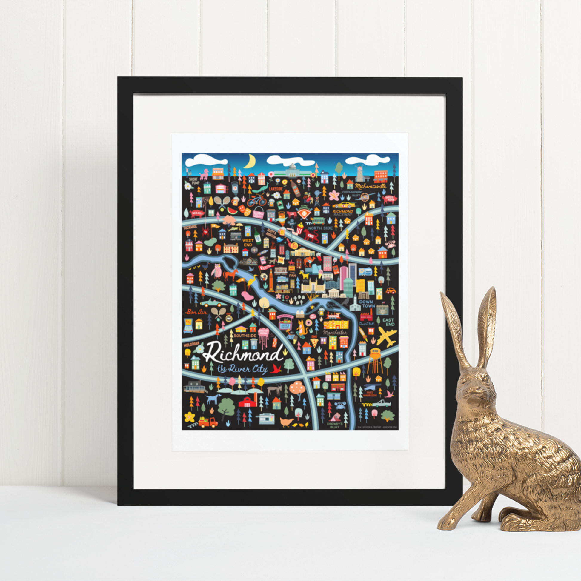 City of Richmond Virginia | Area Map Art Print - A. B. Newton and Company
