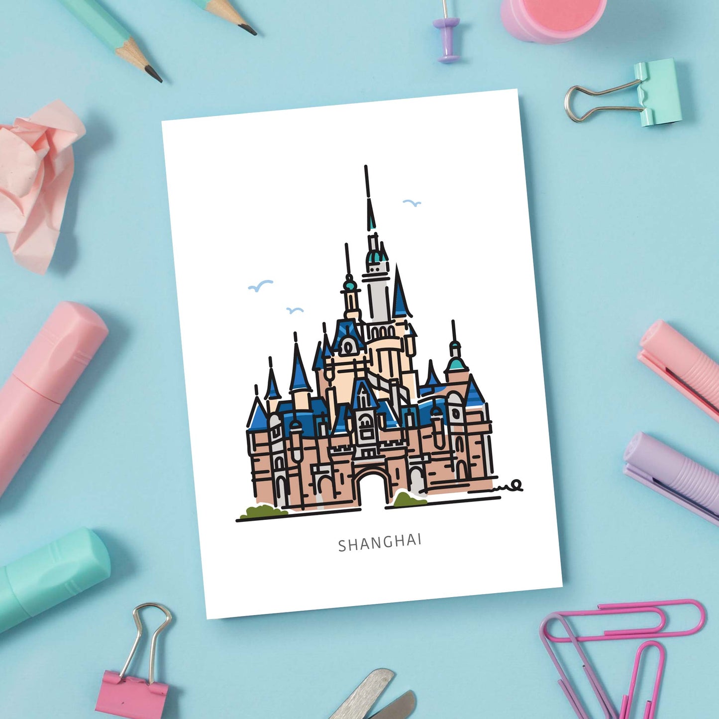 Princess Castle SHANGHAI Postcard | 5x7 | Theme Park Series