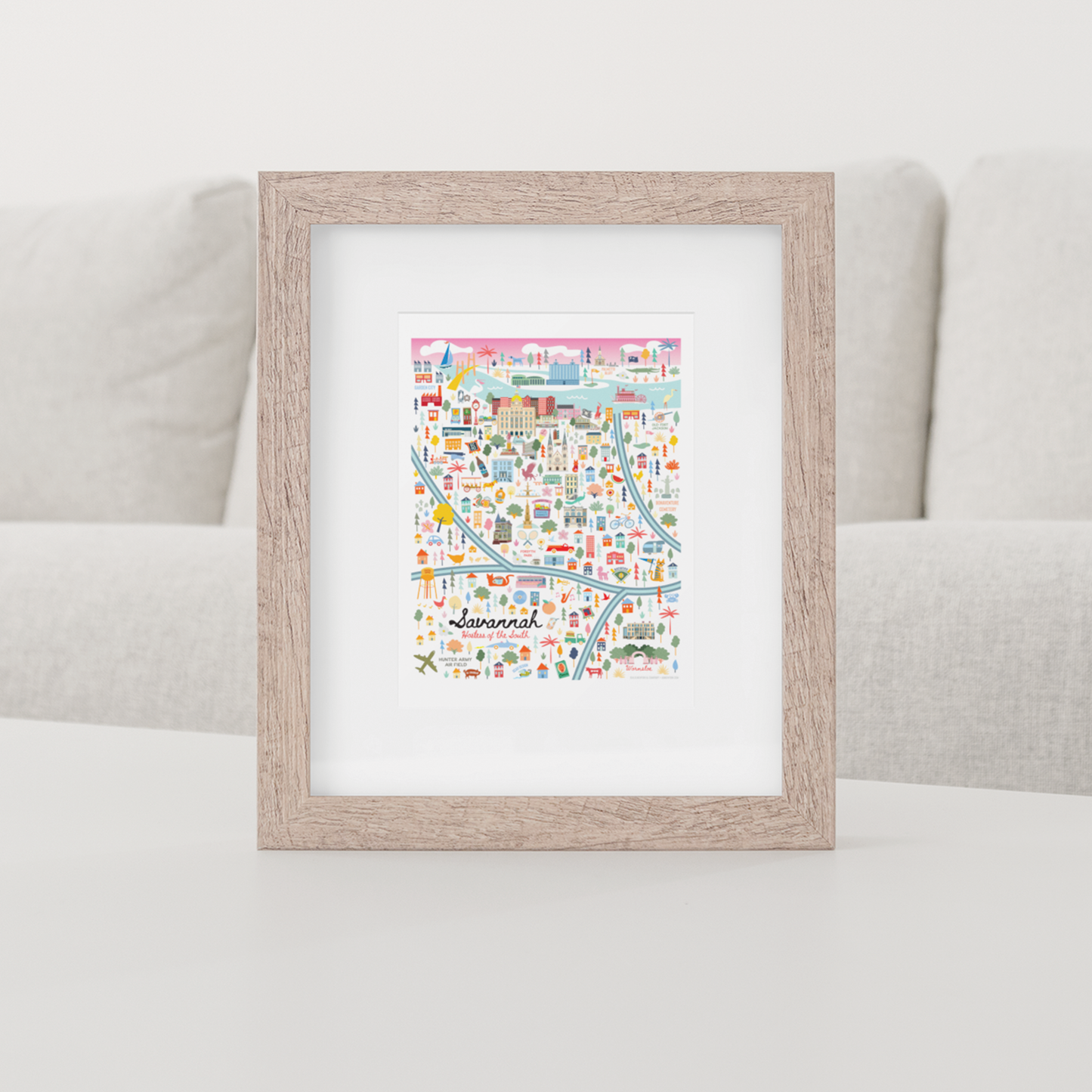 City of Savannah Georgia | Area Map Art Print - A. B. Newton and Company