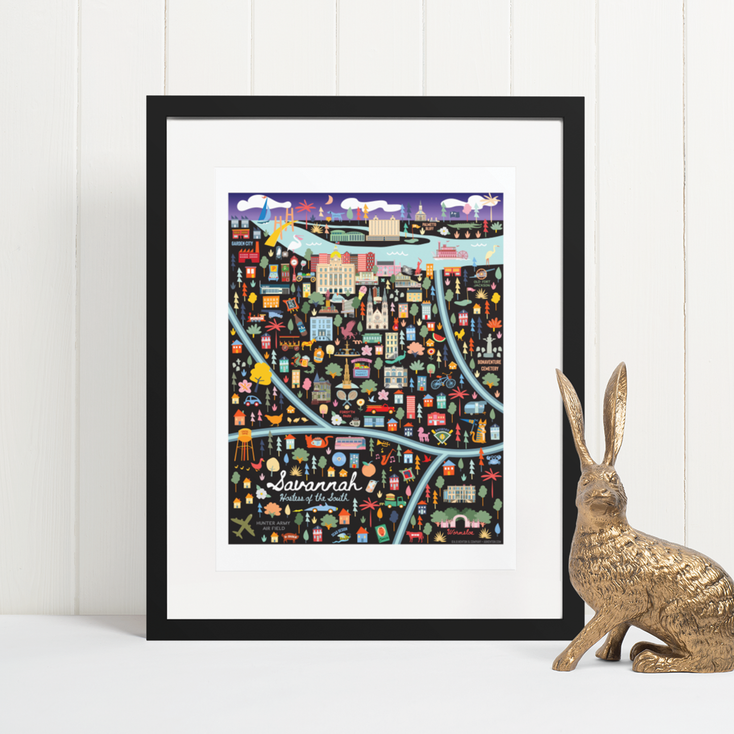 City of Savannah Georgia | Area Map Art Print - A. B. Newton and Company