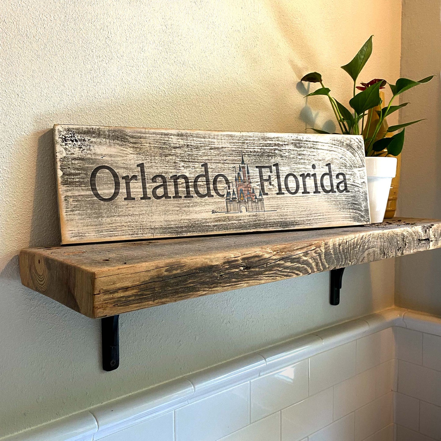 Orlando FL Castle - Handcrafted Artisan Wood Sign - A. B. Newton and Company