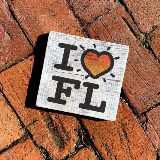 I Heart Florida - Handcrafted Artisan Wood Sign 5.5" x 5.5"