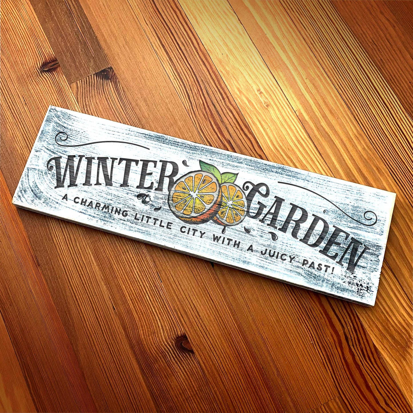 Winter Garden Charming Little City - Handcrafted Artisan Wood Sign
