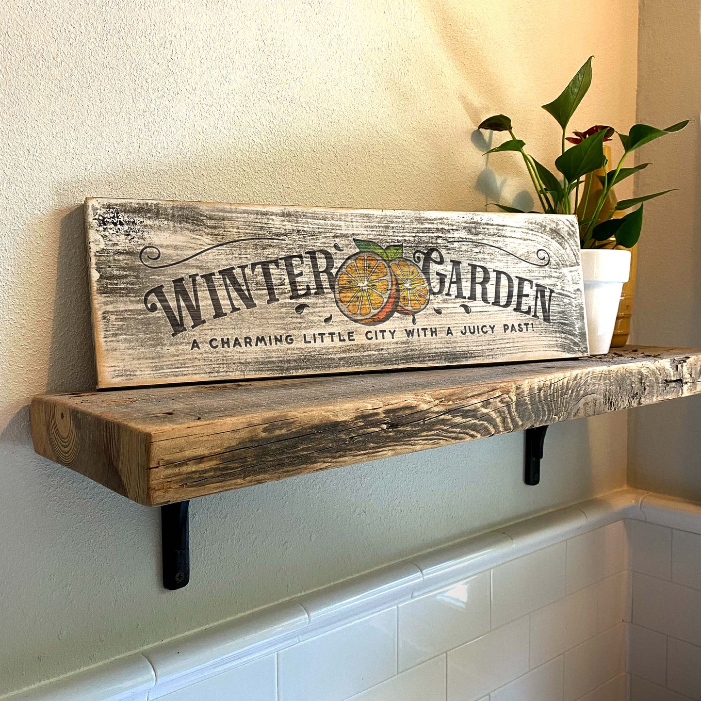Winter Garden Charming Little City - Handcrafted Artisan Wood Sign