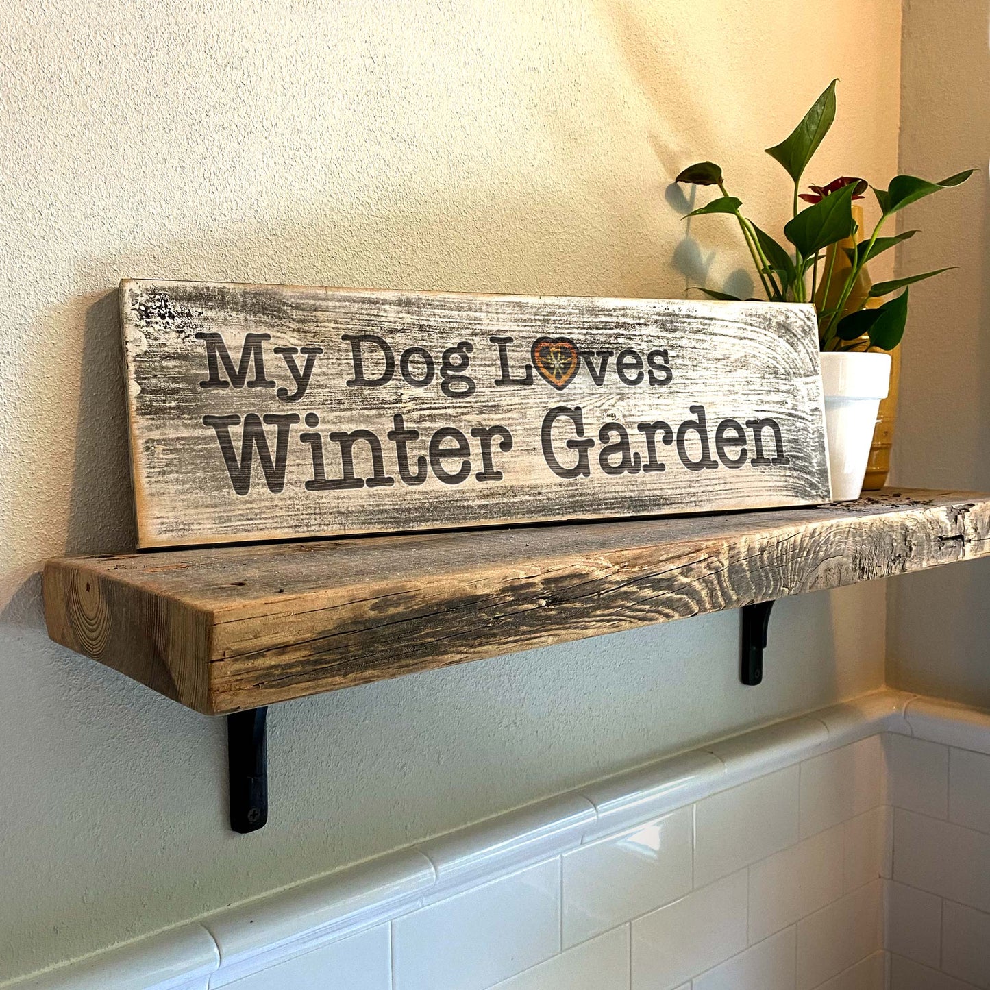 My Dog Loves Winter Garden - Handcrafted Artisan Wood Sign