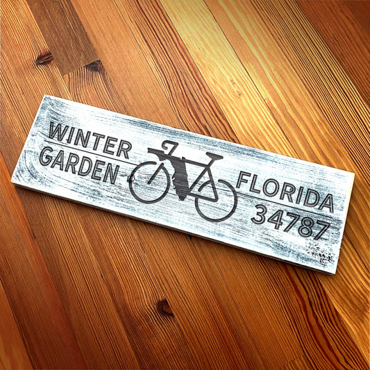 Winter Garden Bike 34787 - Handcrafted Artisan Wood Sign - A. B. Newton and Company
