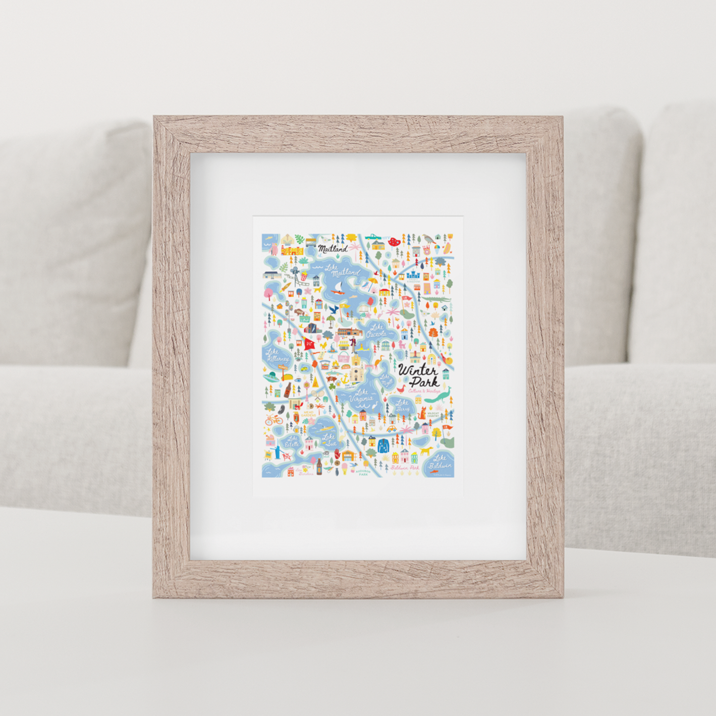 Winter Park Florida Area Map Art Print - A. B. Newton and Company