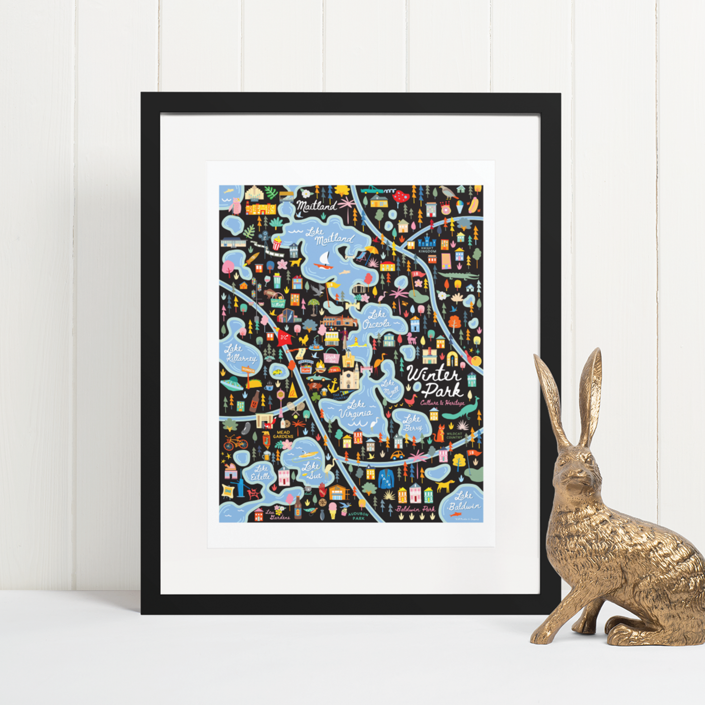 Winter Park Florida Area Map Art Print - A. B. Newton and Company
