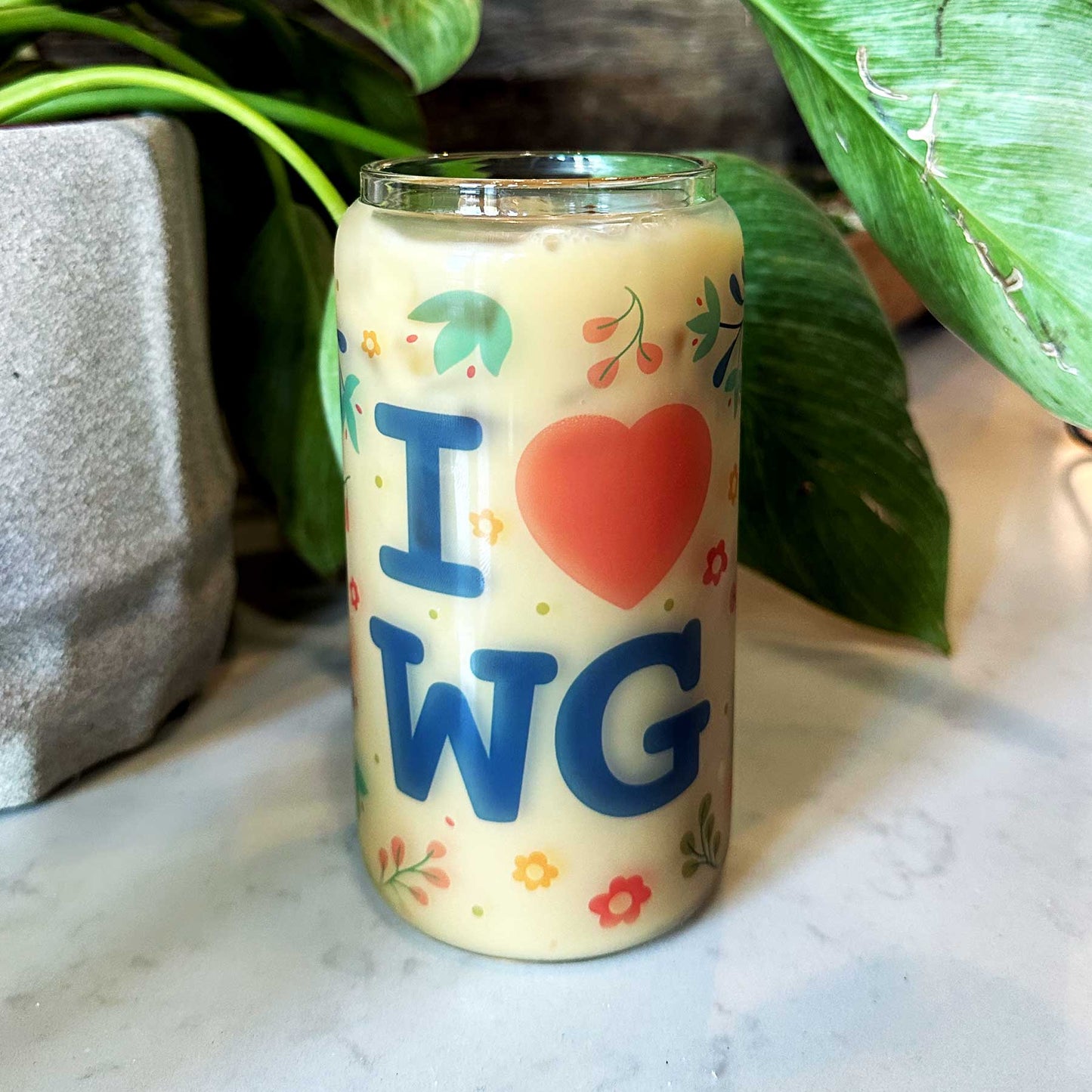 I Love Winter Garden | 16 oz Iced Coffee Glass Tumbler with lid and straw