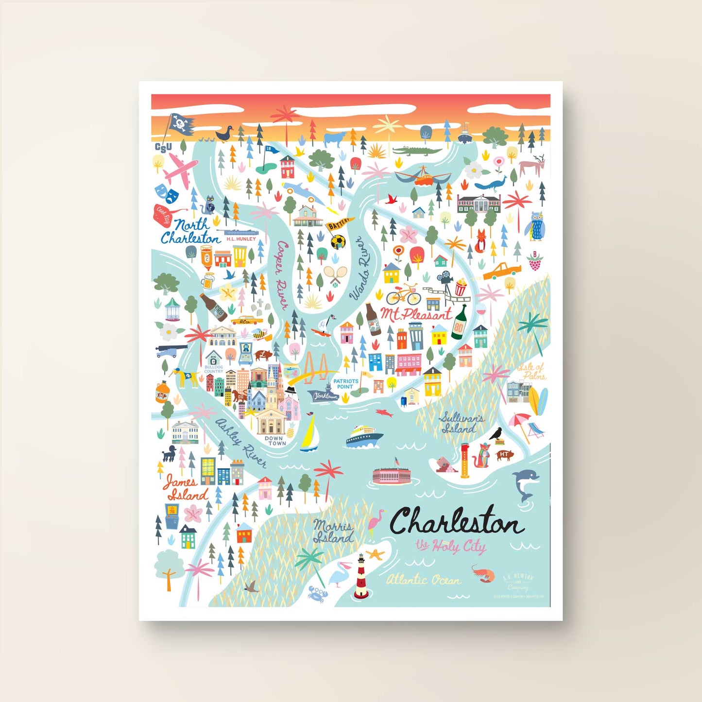 City of Charleston South Carolina | Area Map Art Print - A. B. Newton and Company