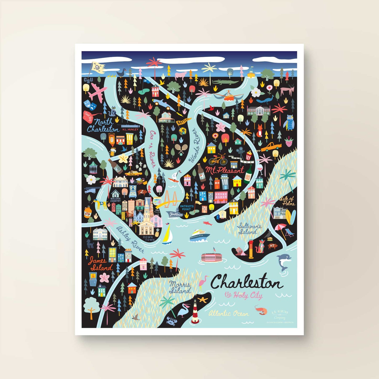 City of Charleston South Carolina | Area Map Art Print - A. B. Newton and Company