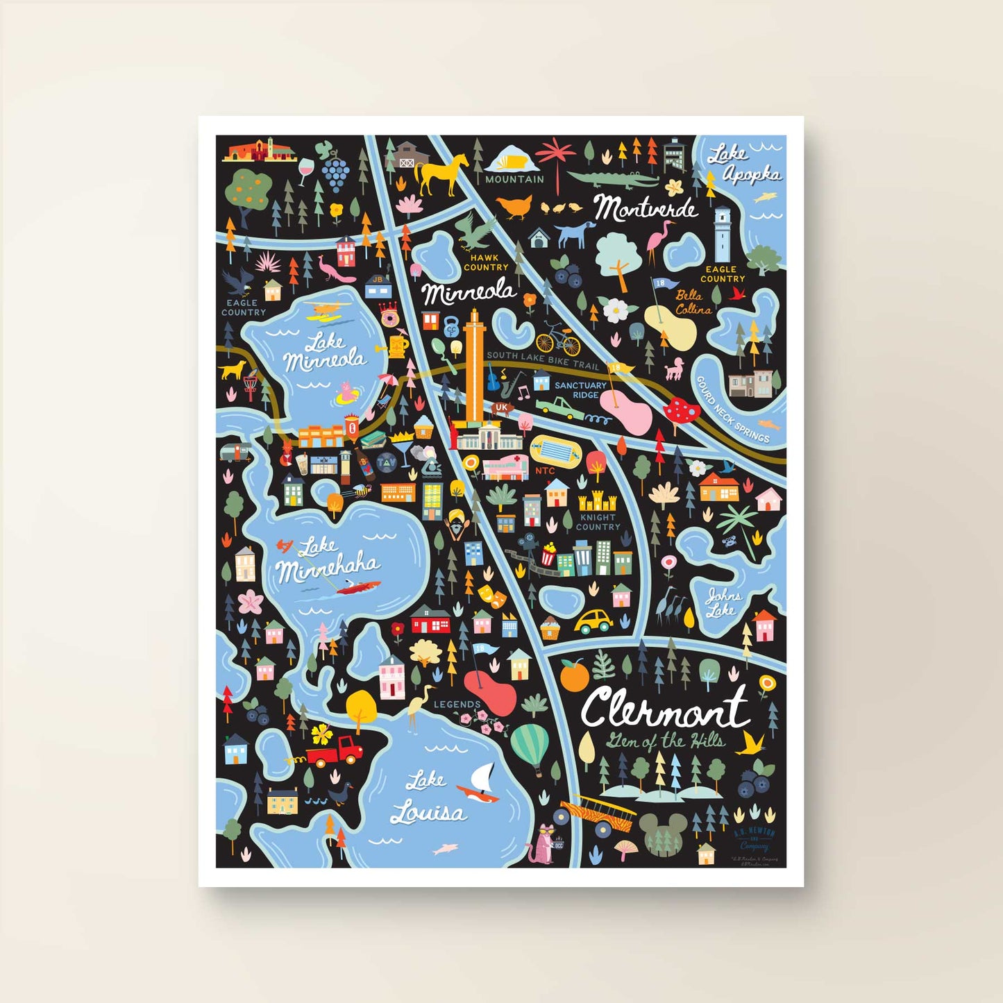 City of Clermont Florida | Area Map Art Print - A. B. Newton and Company