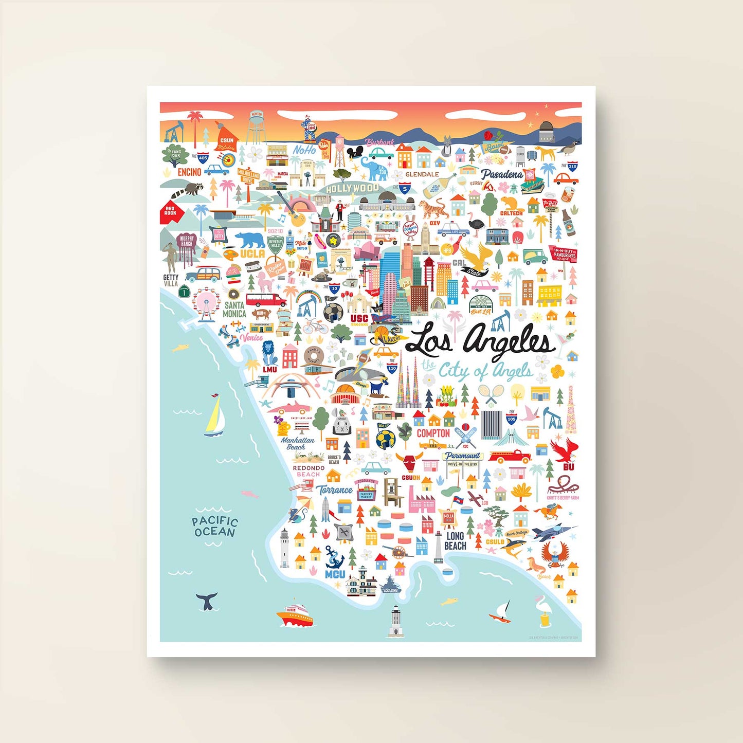 LOS ANGELES, CA | Vertical | City Series Map Art Print