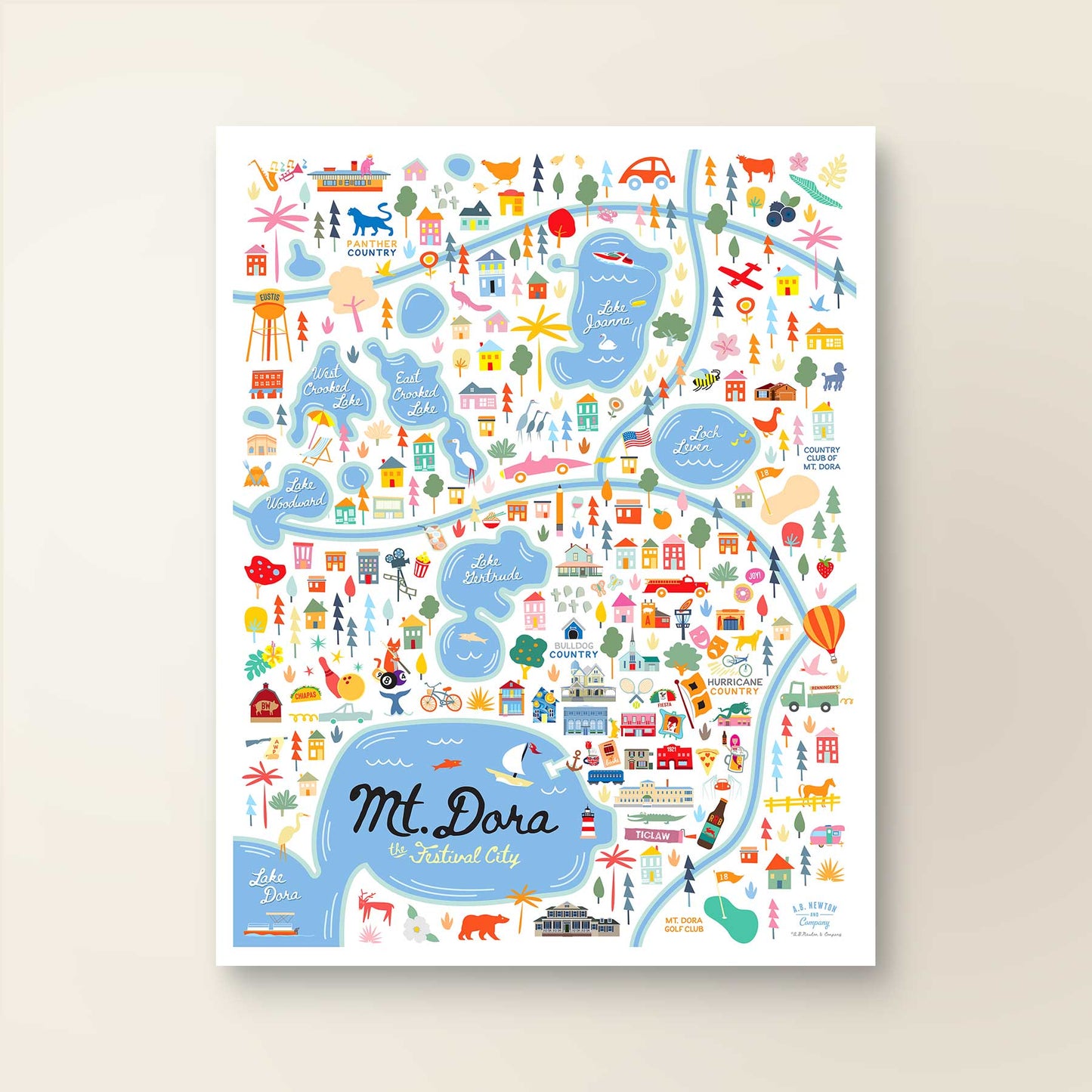 City of Mount Dora Florida | Area Map Art Print - A. B. Newton and Company