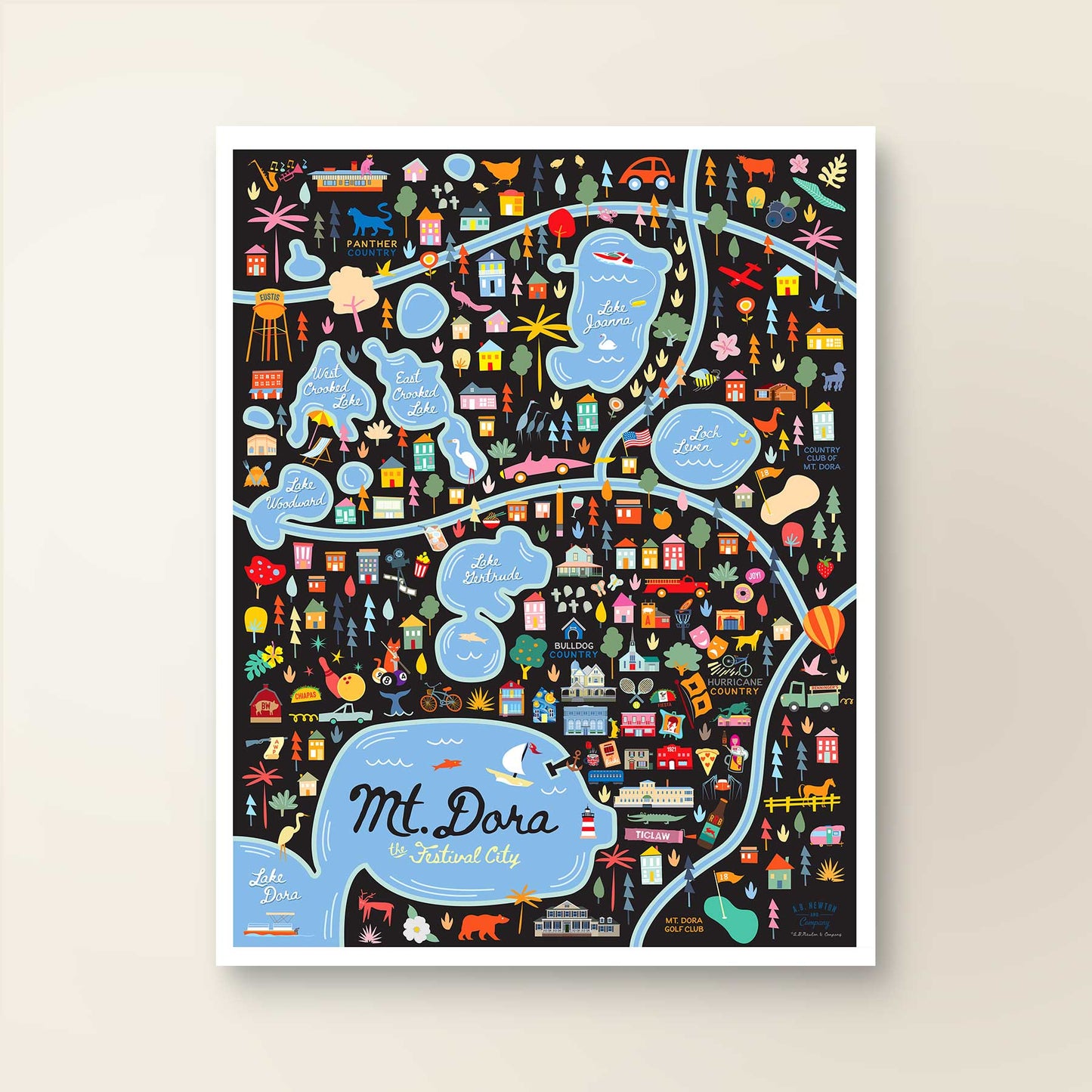 City of Mount Dora Florida | Area Map Art Print - A. B. Newton and Company