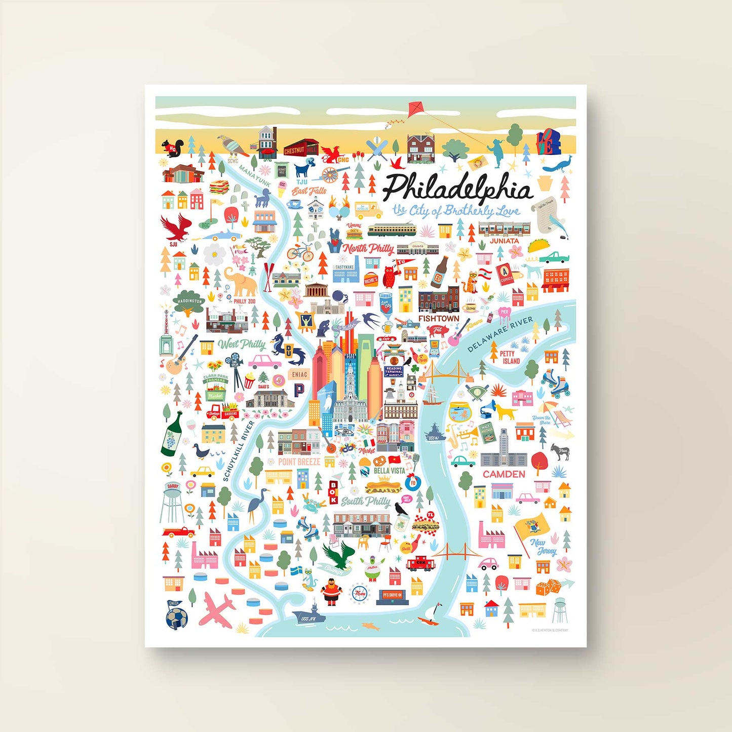 PHILADELPHIA, PA | City Series Map Art Print - A. B. Newton and Company