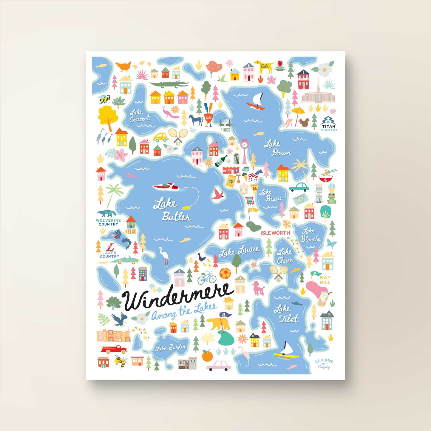 WINDERMERE, FL | City Series Map Art Print - A. B. Newton and Company