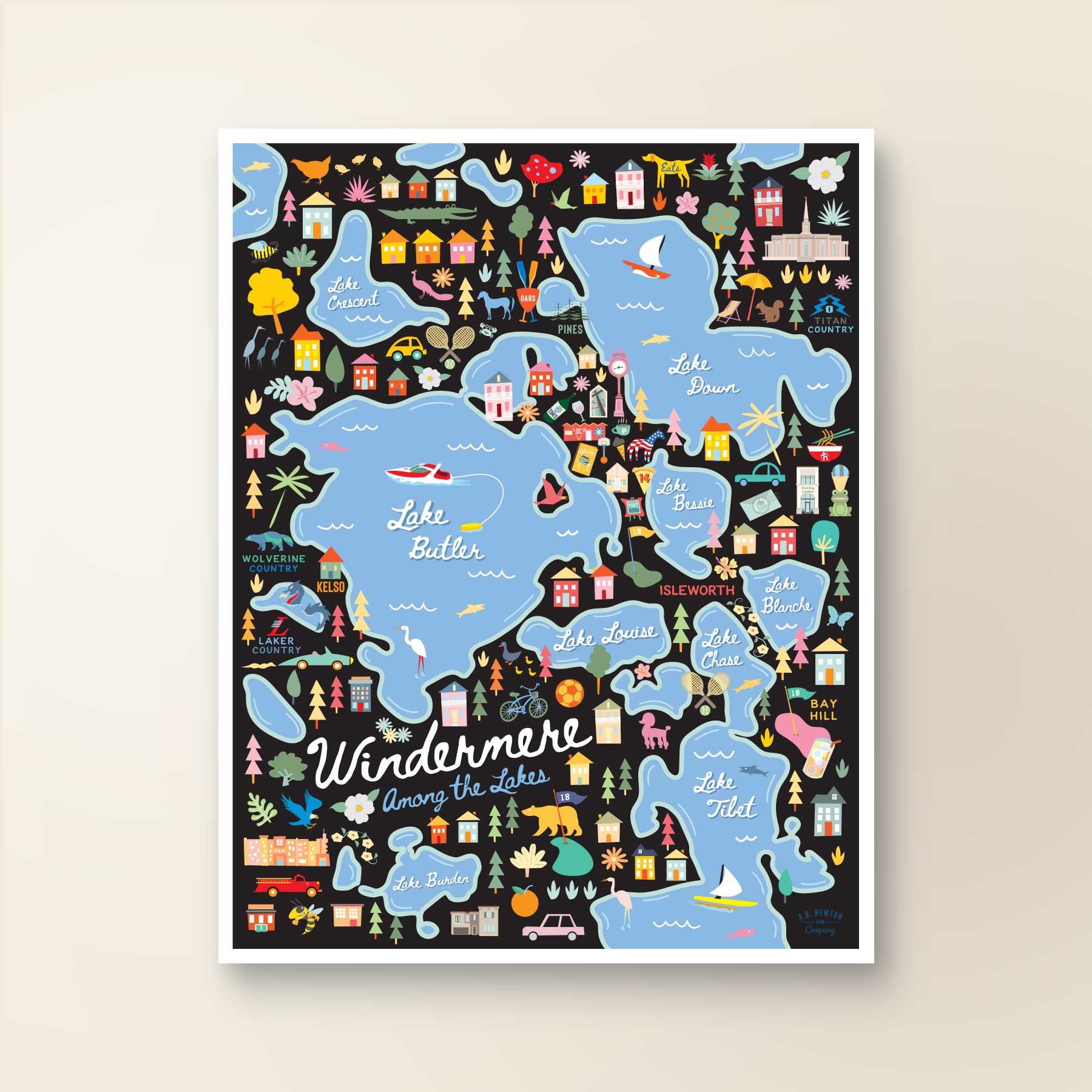 WINDERMERE, FL | City Series Map Art Print - A. B. Newton and Company