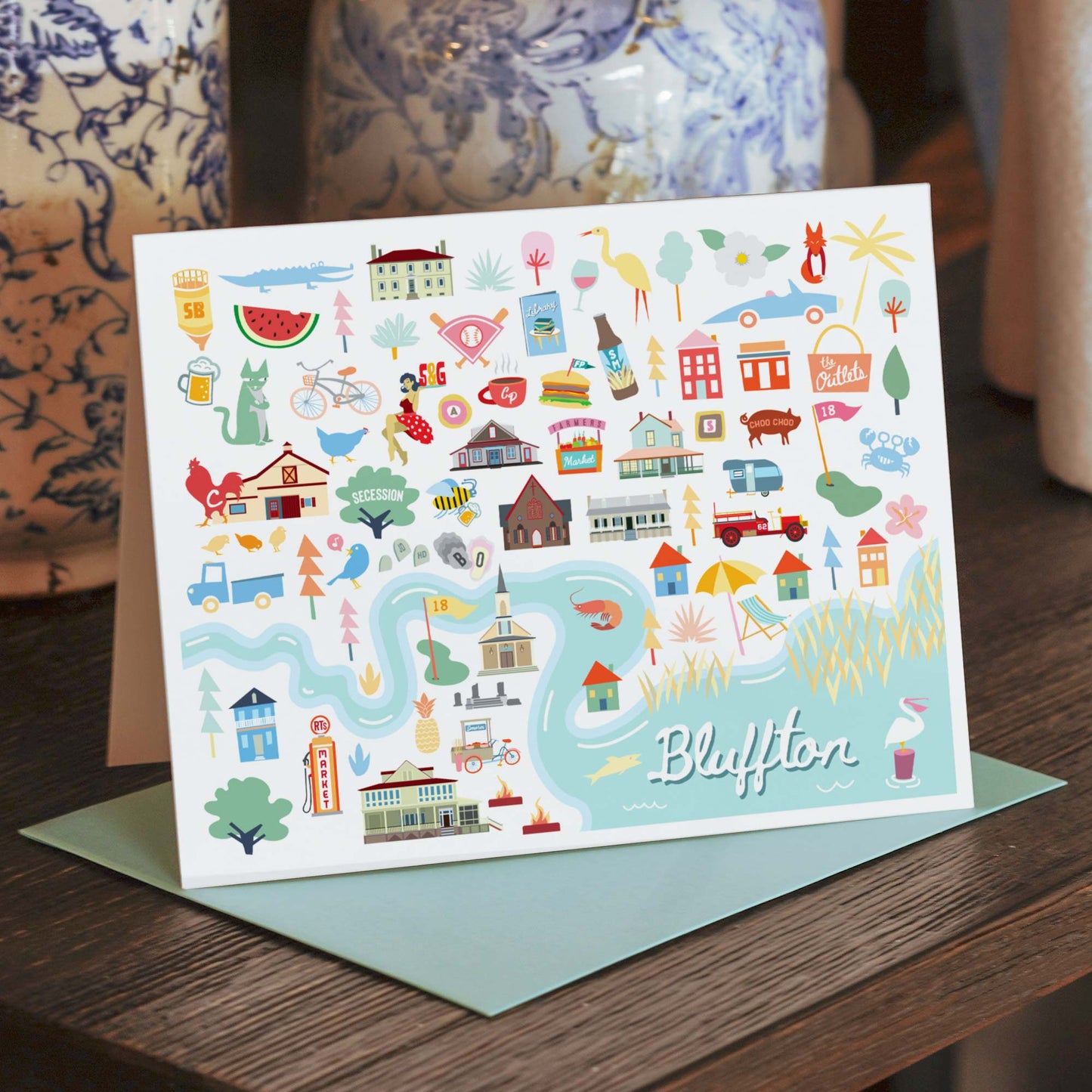 Bluffton Georgia Greeting Card - A. B. Newton and Company