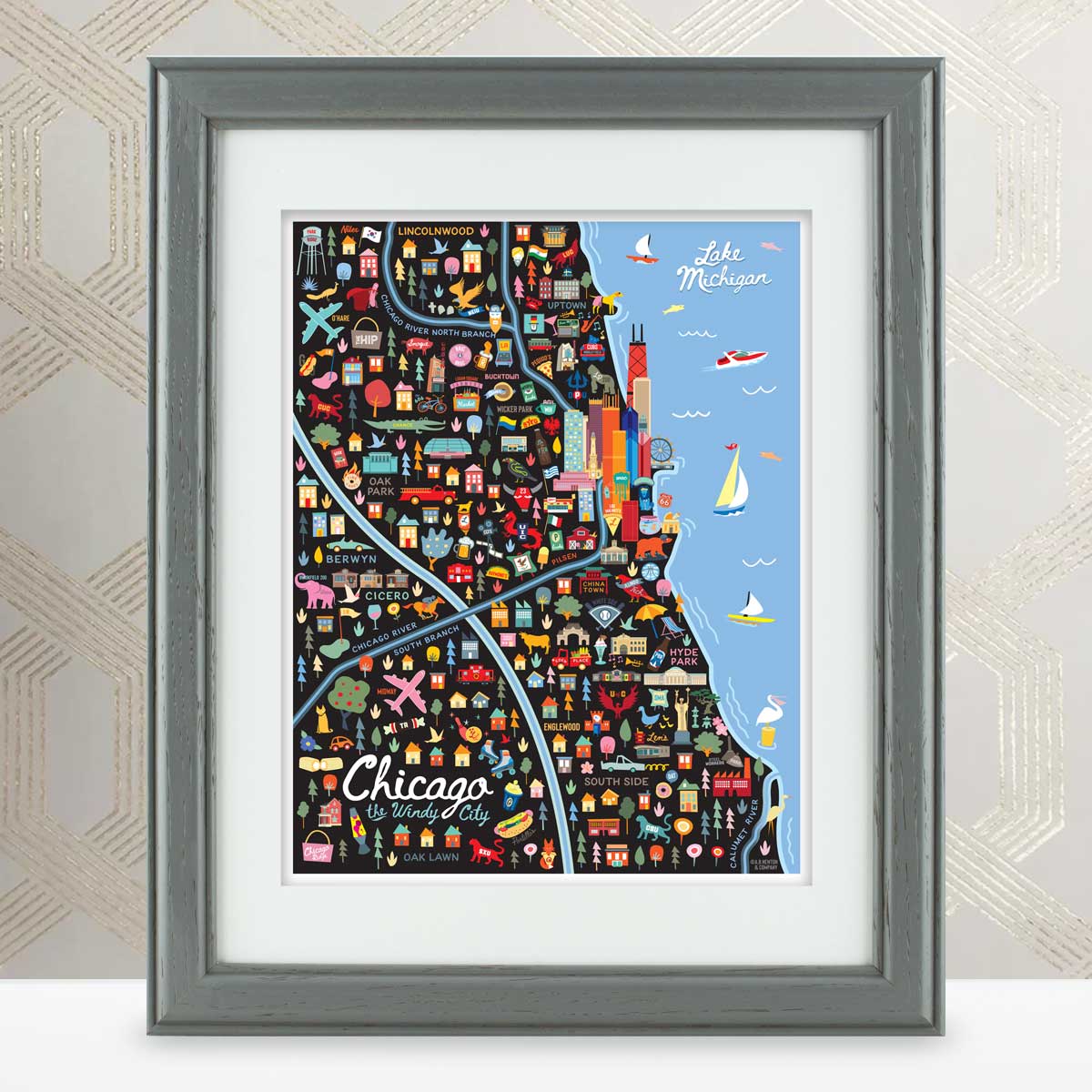 City of Chicago Illinois | Area Map Art Print - A. B. Newton and Company