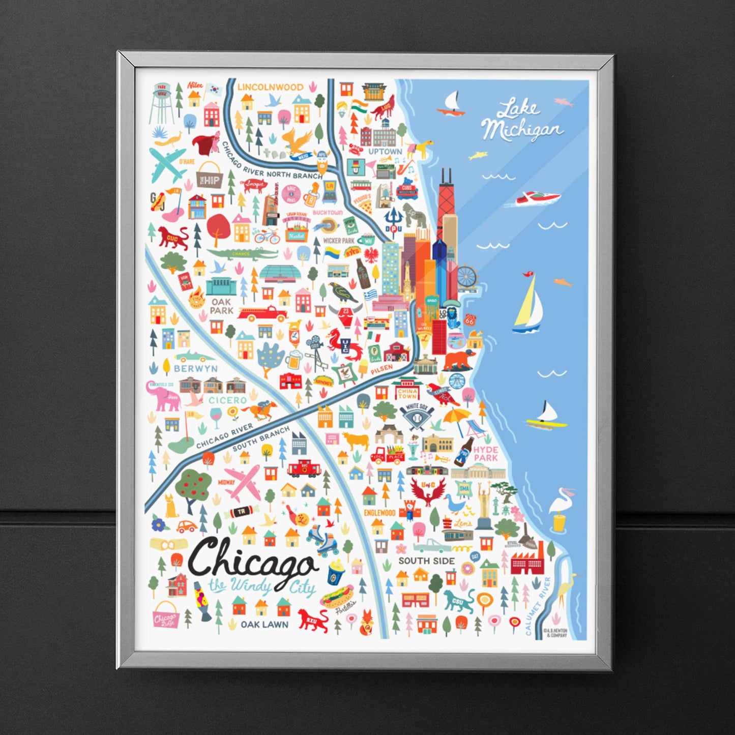 City of Chicago Illinois | Area Map Art Print - A. B. Newton and Company