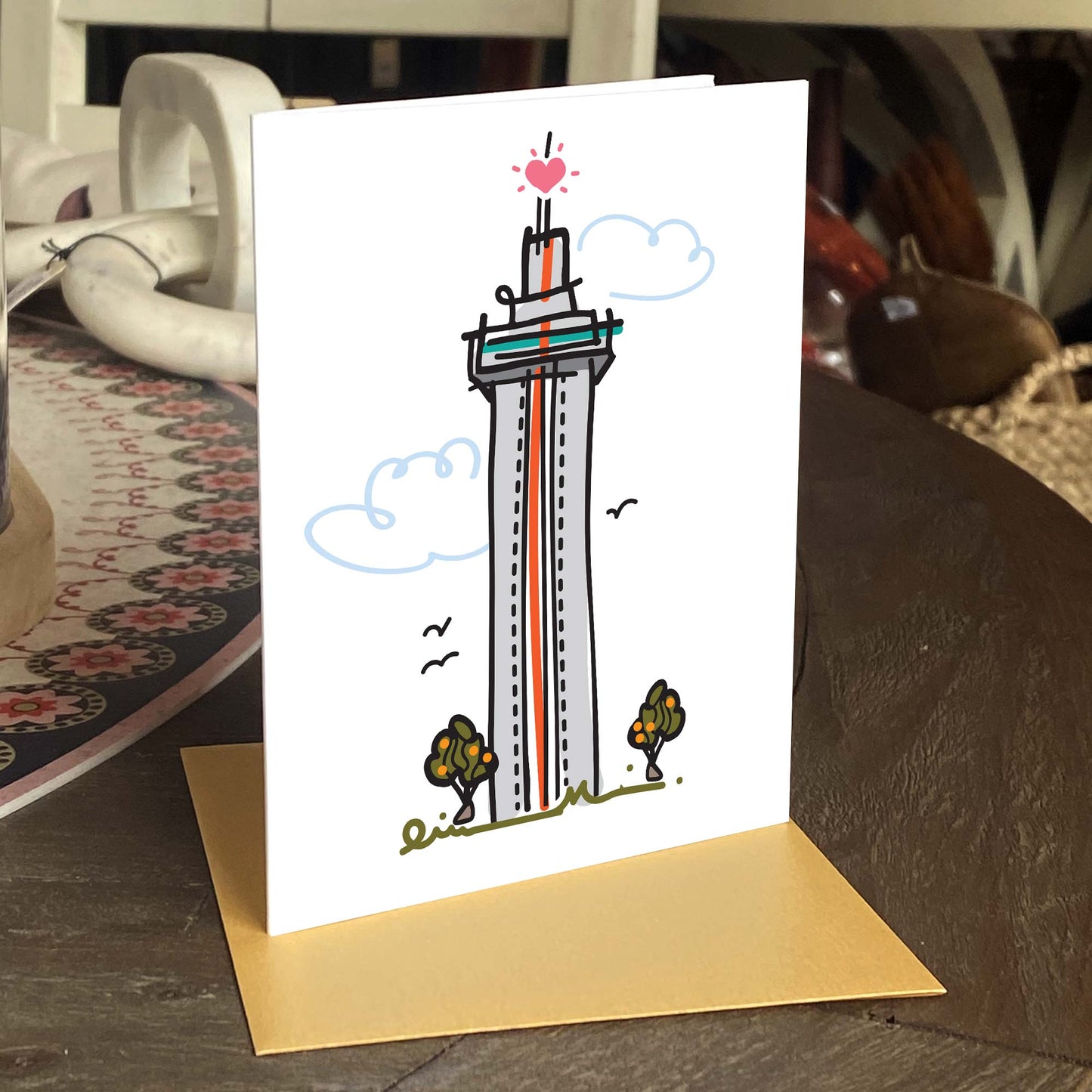 Clermont Citrus Tower Whimsical Illustrated Greeting Card - A. B. Newton and Company